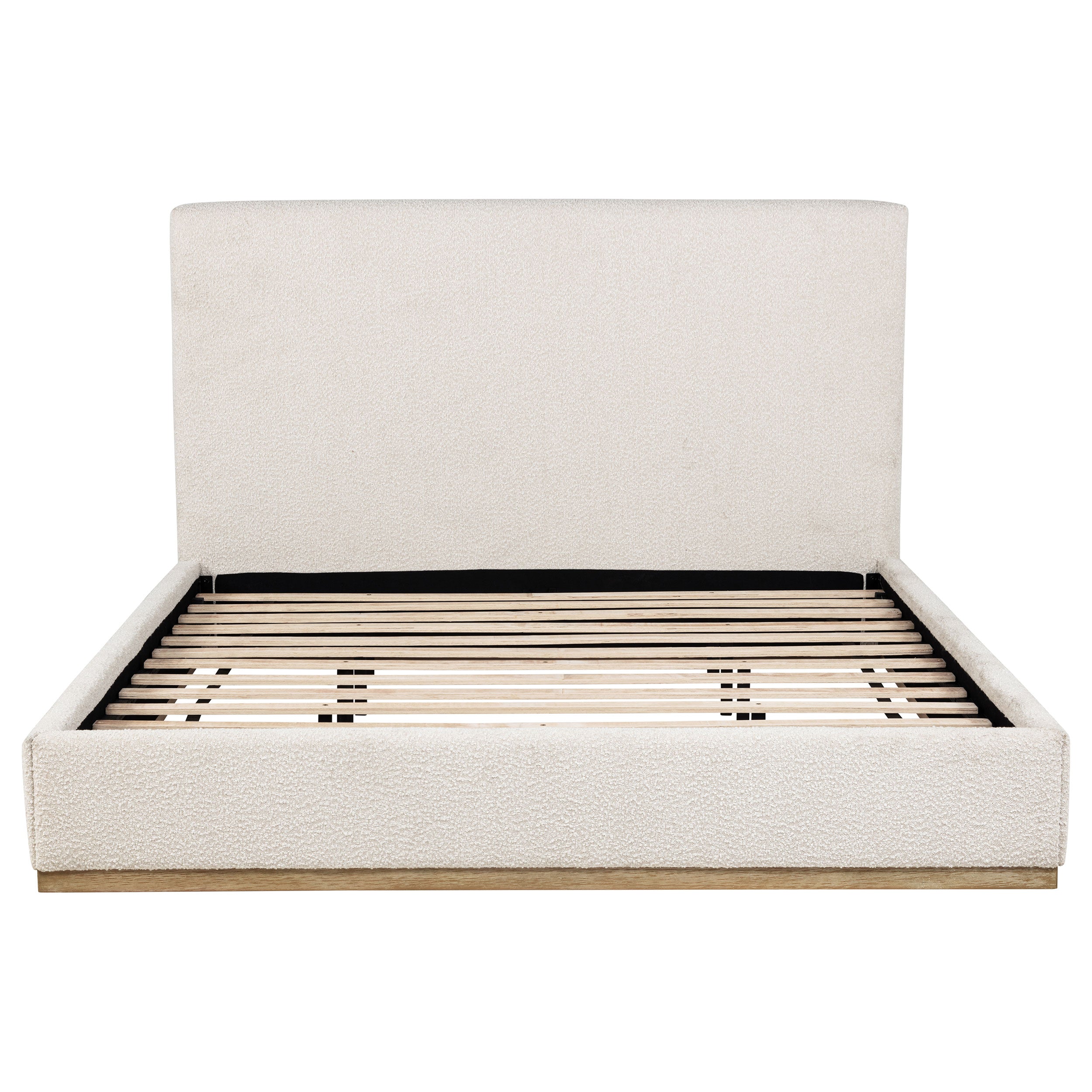 Knox Eastern King Bouclé Upholstered Platform Bed Cream