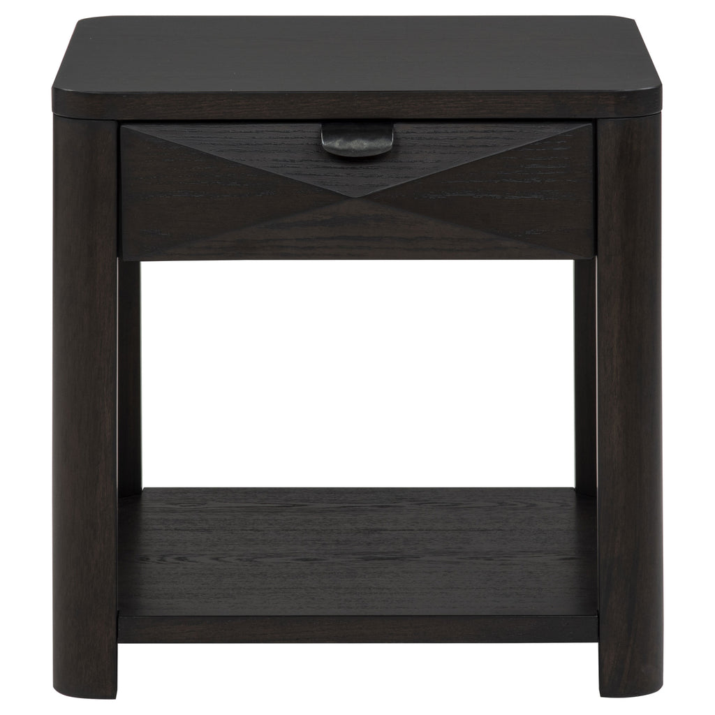 Marcelo Wood End Table with Drawer and Shelf Coffee