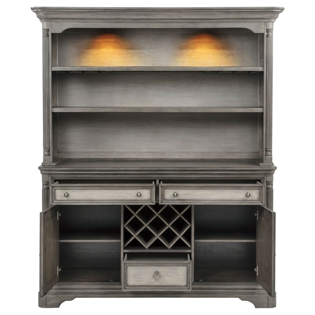 Cresswell 2-door 3-drawer Buffet and Hutch Weathered Taupe
