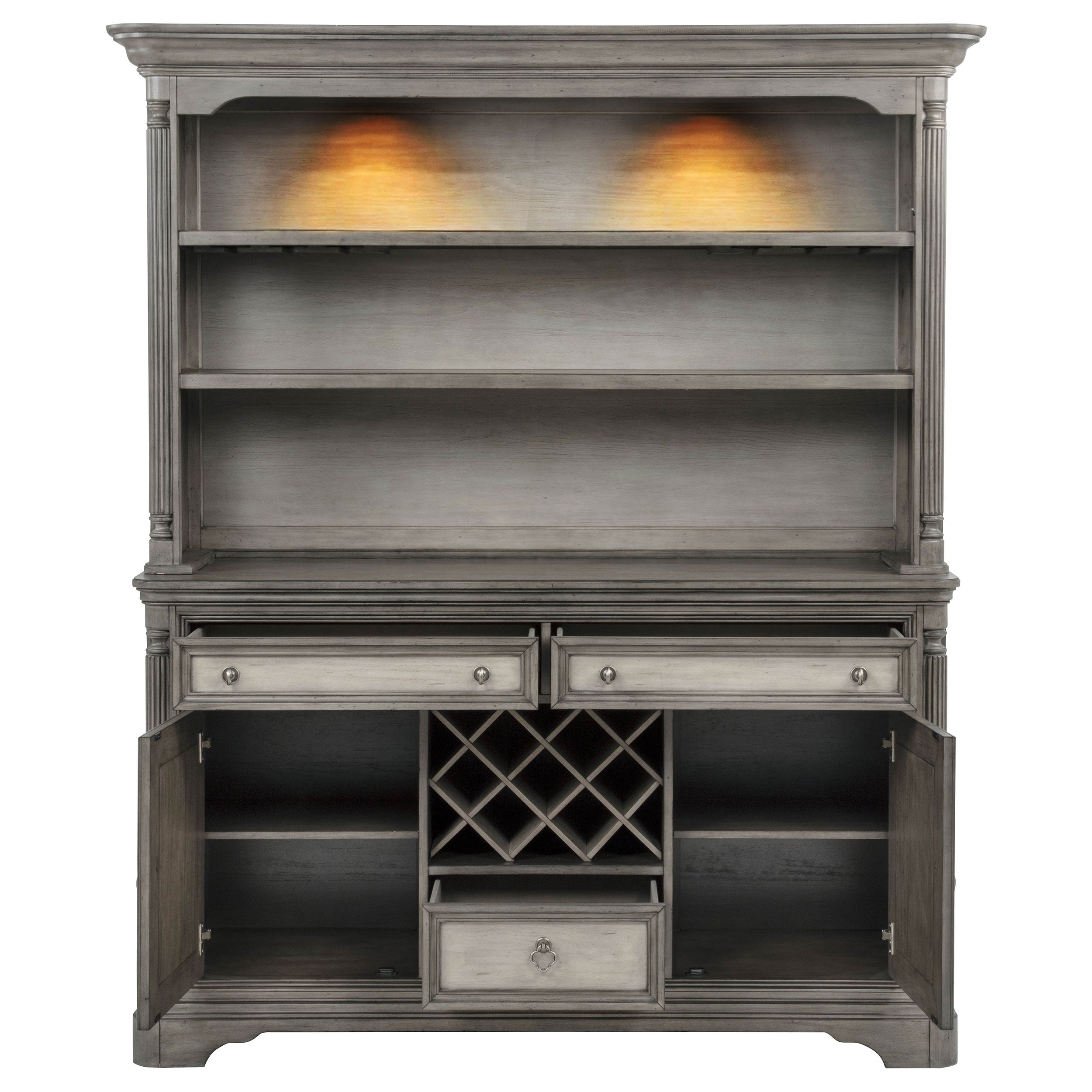 Cresswell 2-door 3-drawer Buffet and Hutch Weathered Taupe