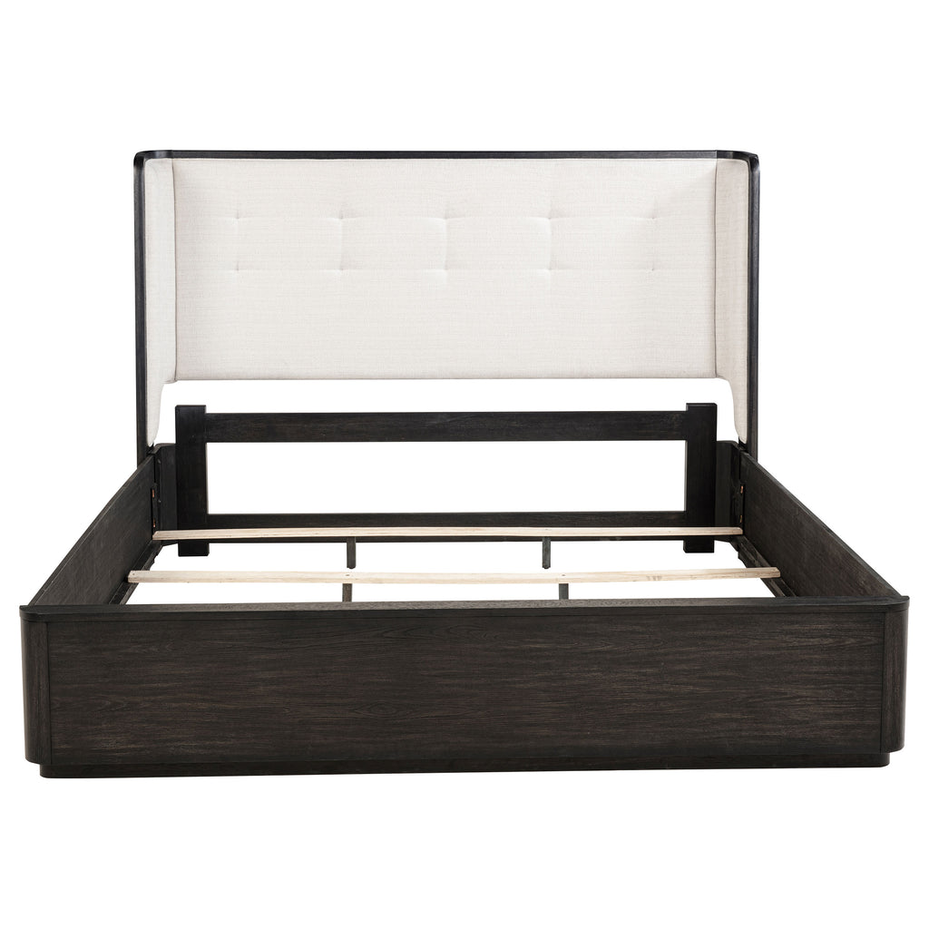Leandro 55-inch Eastern King Wingback Bed Burnished Black