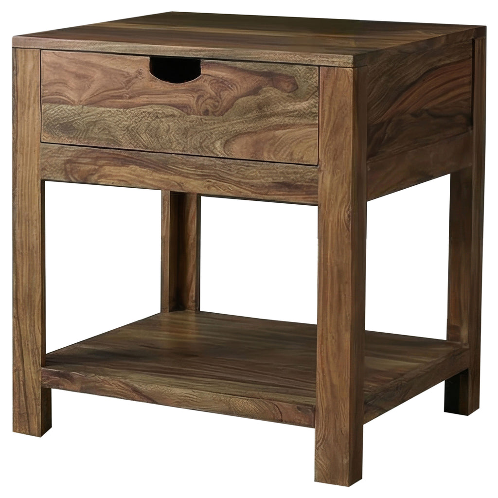 Esther 1-drawer Solid Wood Side End Table Natural Sheesham
