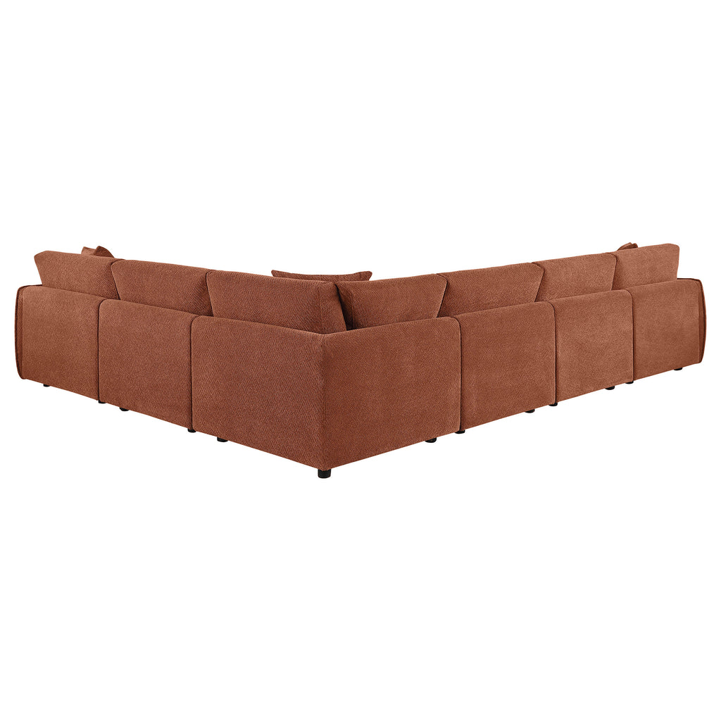 Elysia 6-piece Fabric Upholstered Modular Sectional Sofa Coral