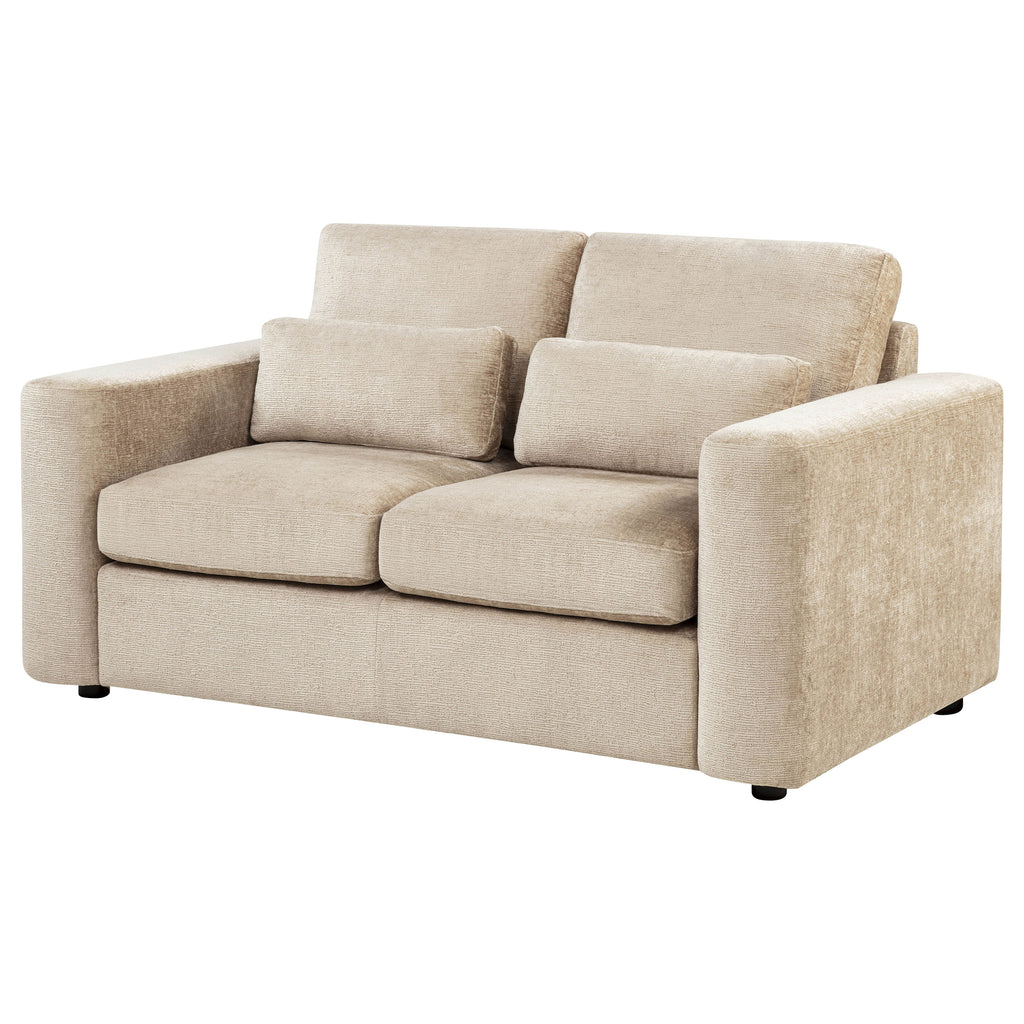Amador Chenille Upholstered Track Arm Loveseat Camel