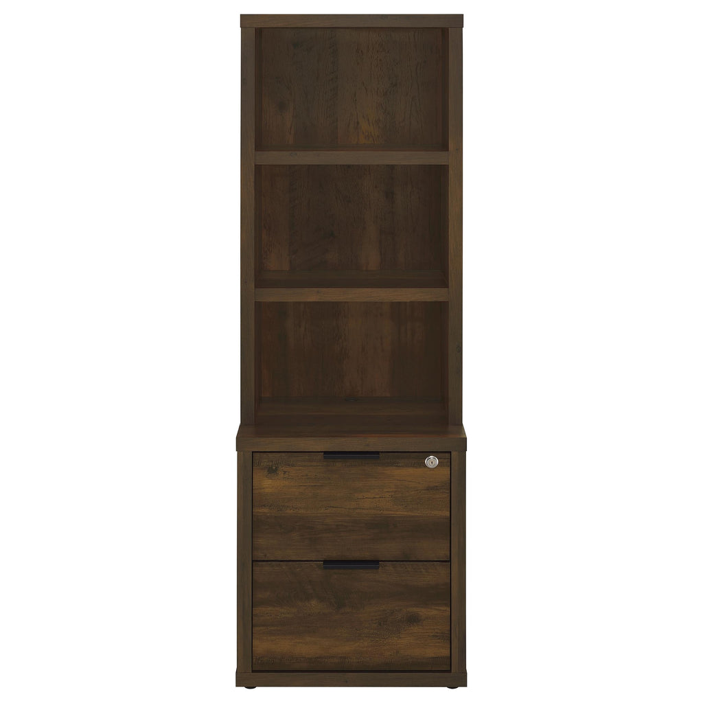 Westpark 3-shelf Bookcase USB and Lockable Drawer Dark Pine