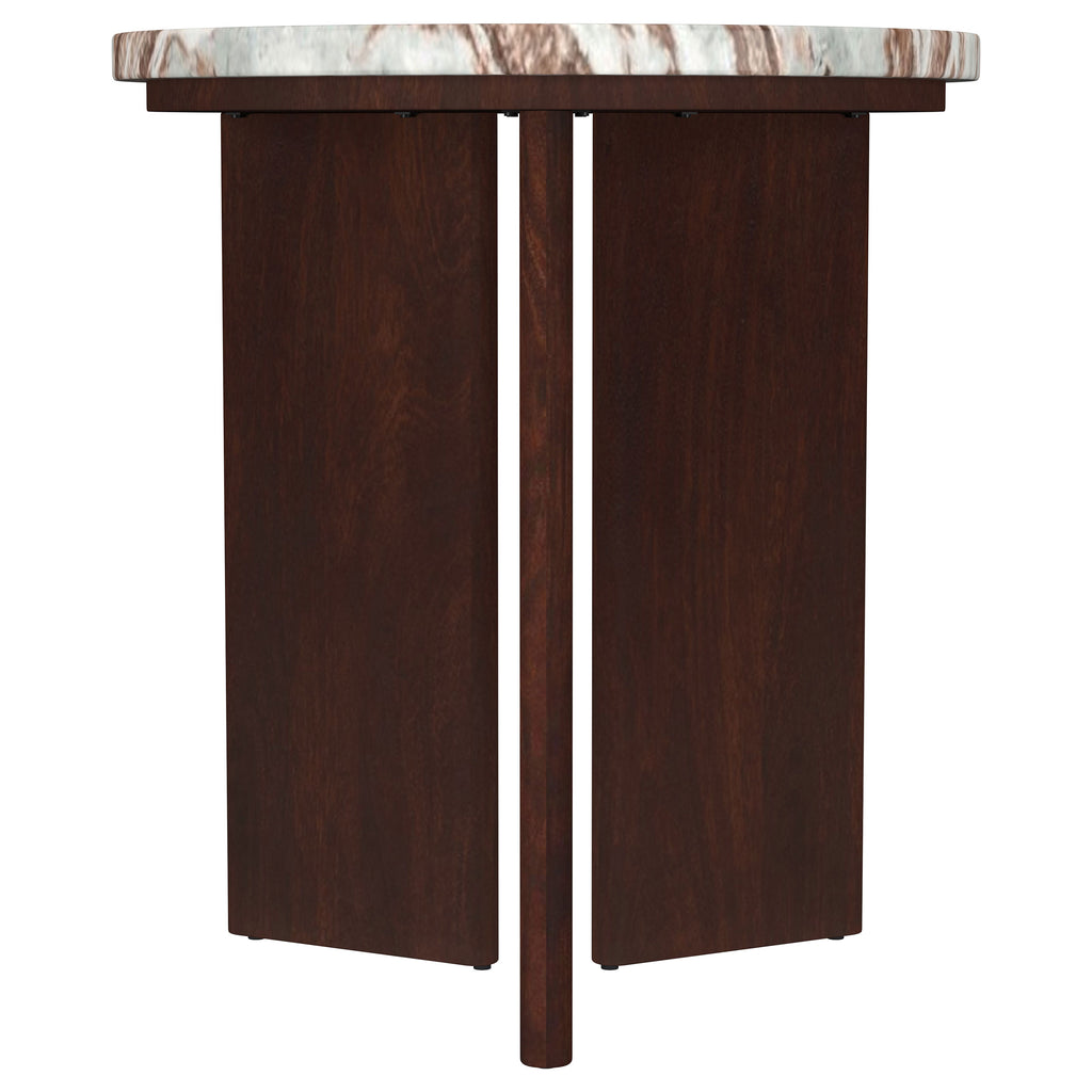 Jenna 3-piece Round Marble Top Coffee Table Set Brown