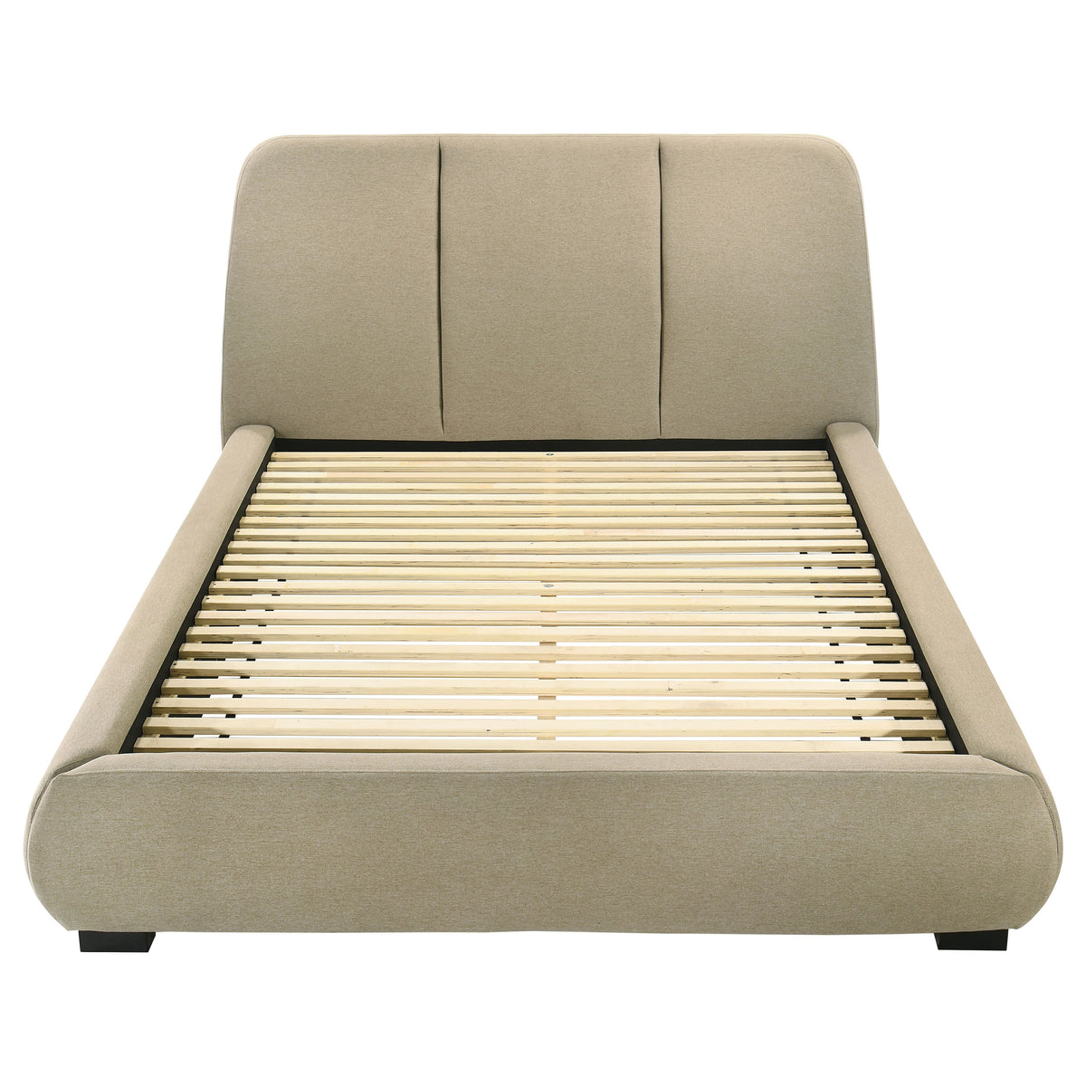 Mokena 46-inch Upholstered Queen Platform Bed Brown