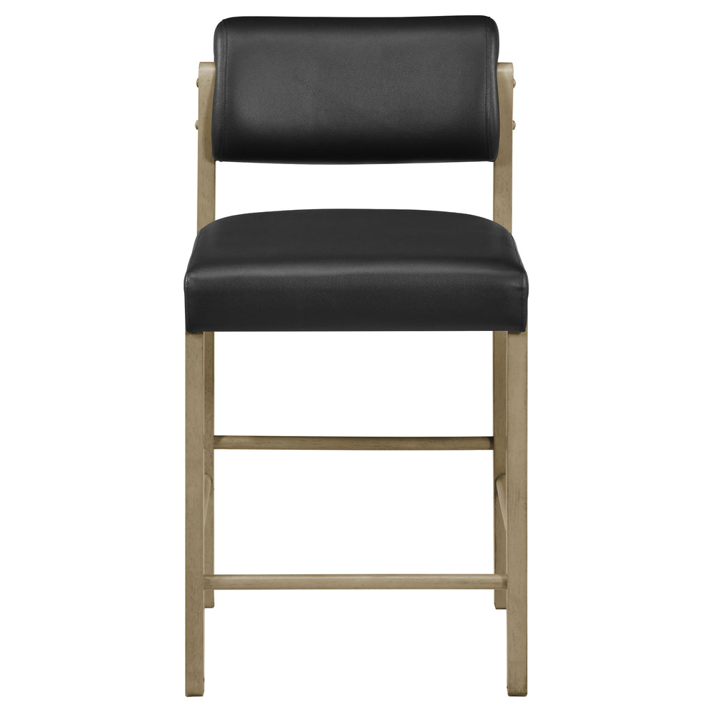 Kehoe Upholstered Counter Height Chair Black and Natural Oak (Set of 2)
