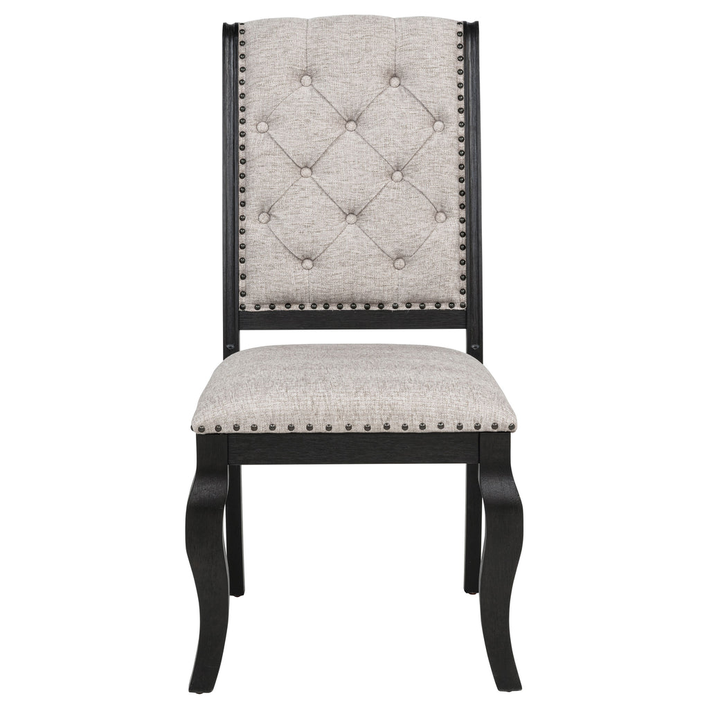 Phelps Upholstered Dining Side Chair Tan Distressed Noir (Set of 2)