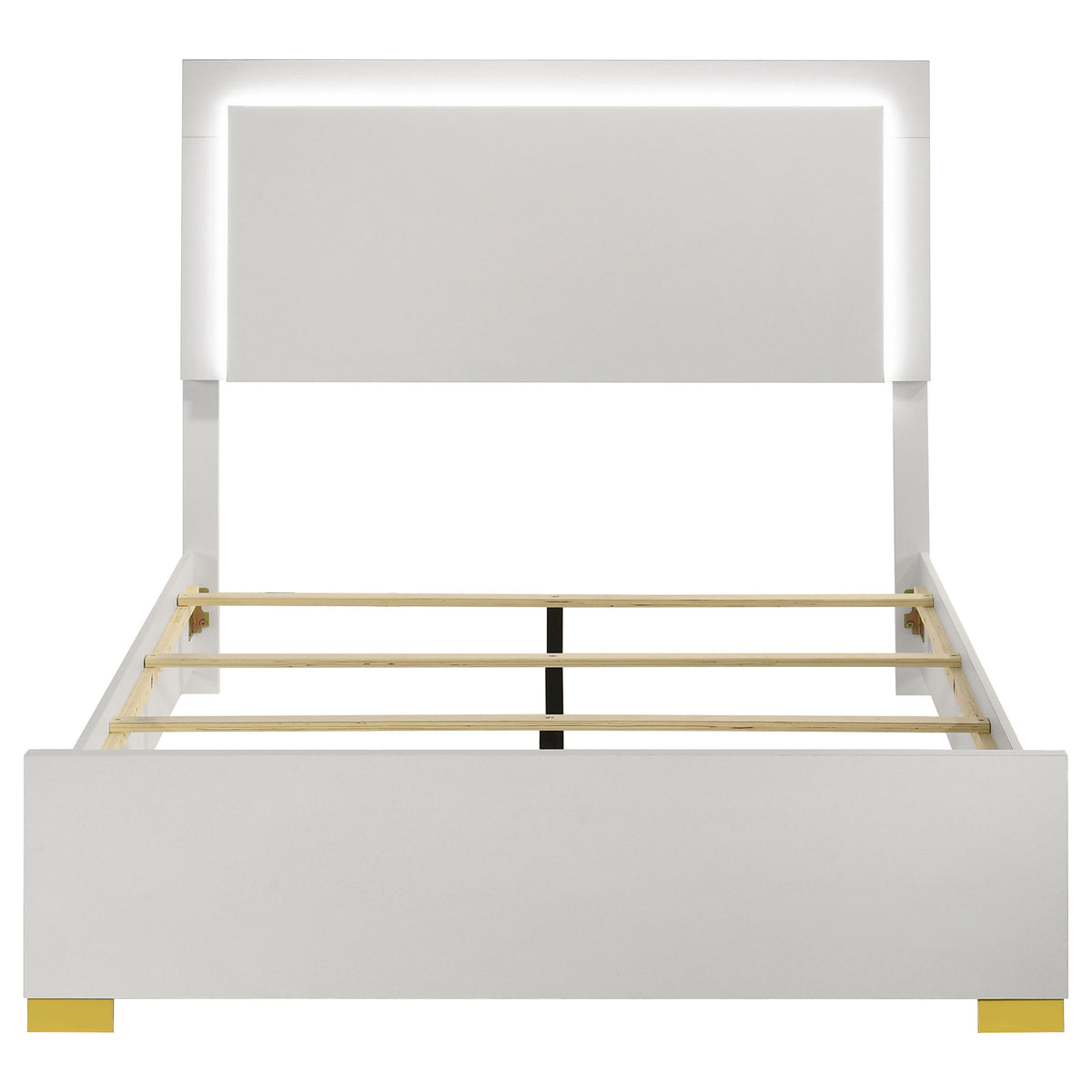 Marceline Wood Full LED Panel Bed White