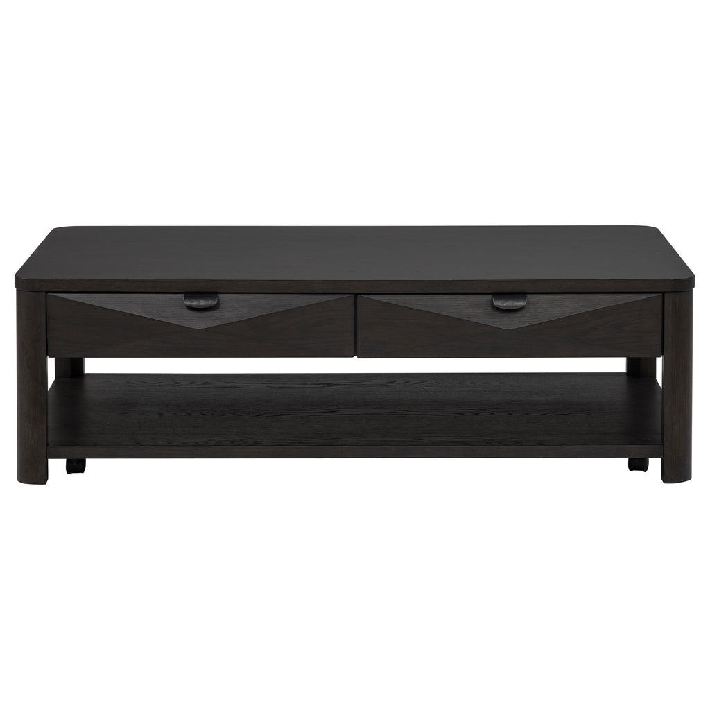 Marcelo Wood Coffee Table with 2 Drawers and Shelf Coffee