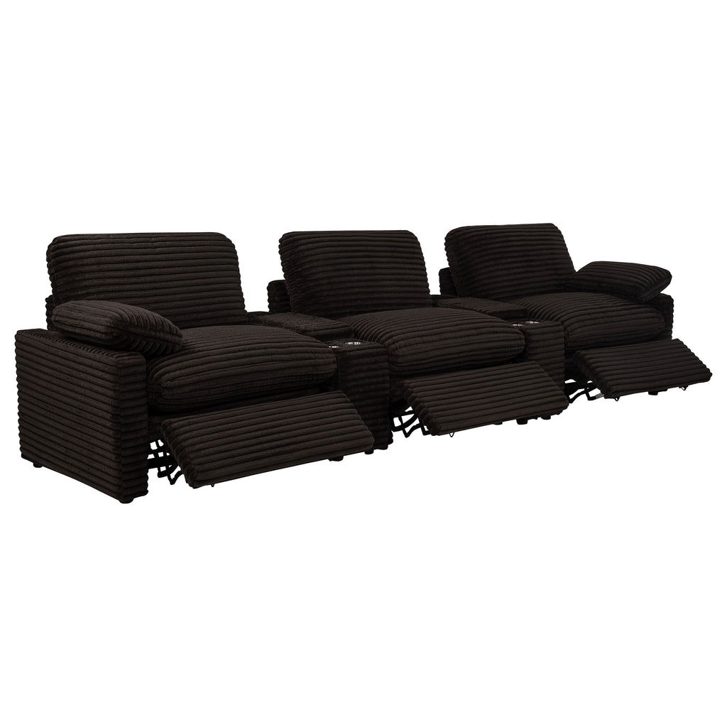 Collins 5-Piece Power Reclining Home Theater Seating Chocolate Brown