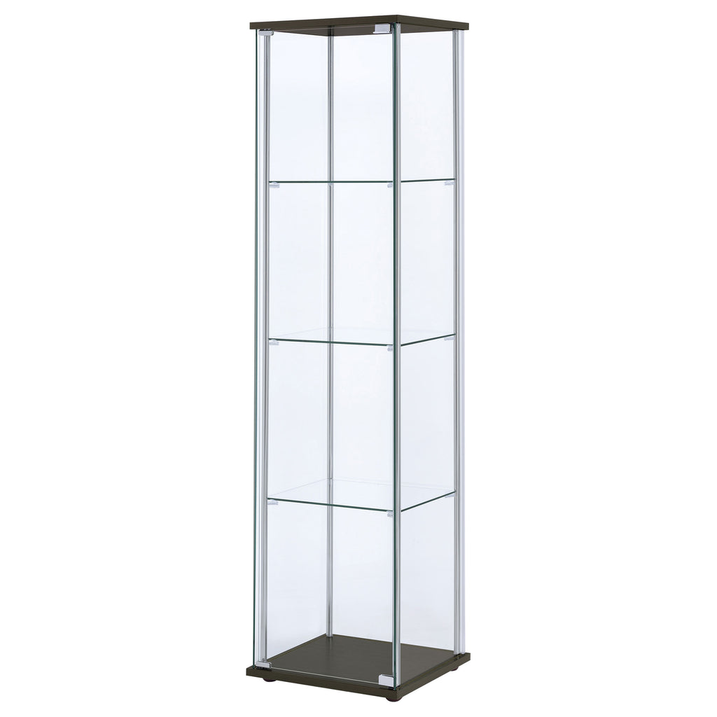 Bellatrix 3-shelf Clear Glass Curio Cabinet Cappuccino