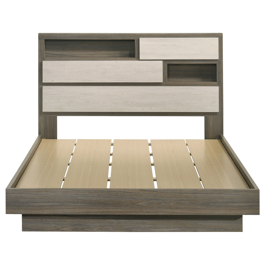 Fenwick Queen Bed Bookcase Headboard Grey Oak