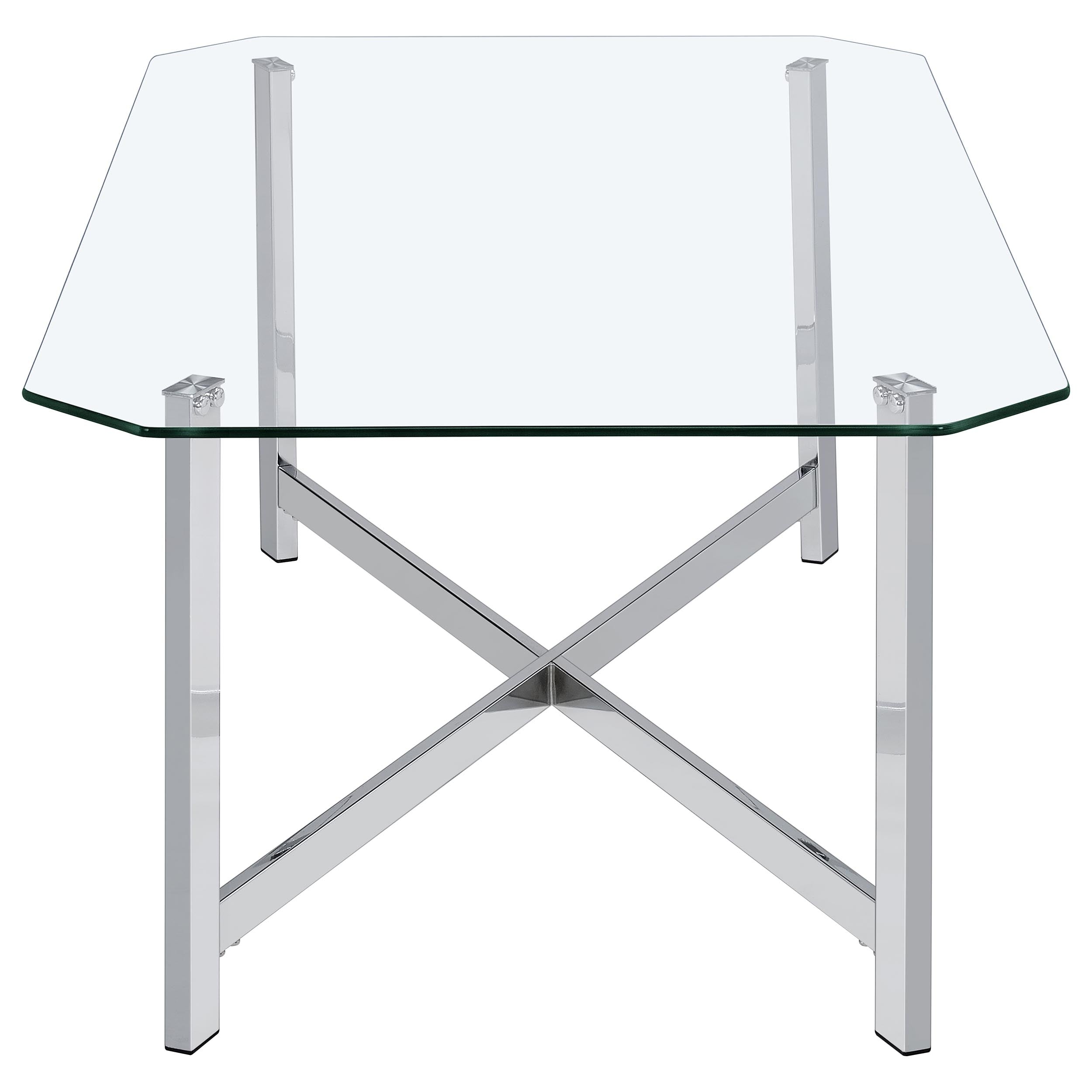 Cronin Rectangular Tempered Glass Top Cocktail Coffee Table Chrome
