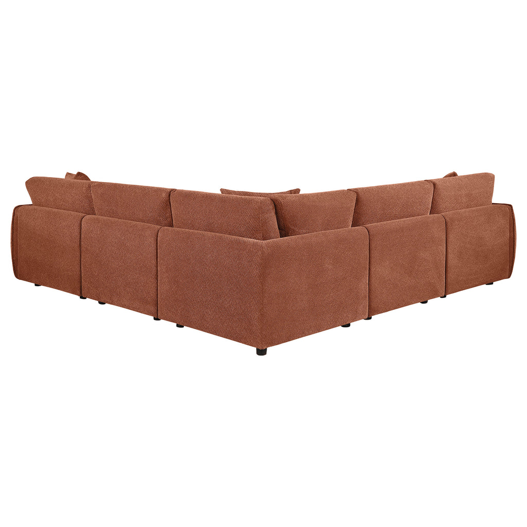 Elysia 5-piece Fabric Upholstered Modular Sectional Sofa Coral