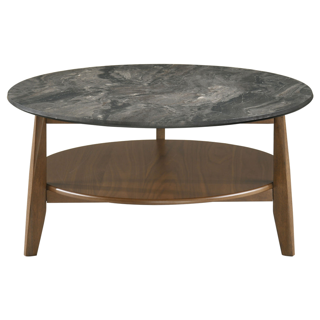 Bradley Round SmartTop Cocktail Coffee Table Smokey Grey and Brown