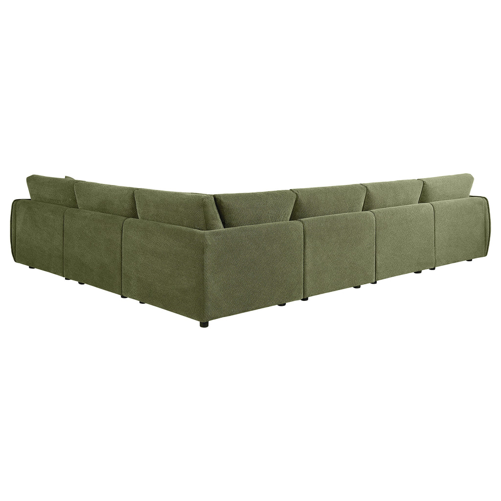 Elysia 6-piece Fabric Upholstered Modular Sectional Sofa Green