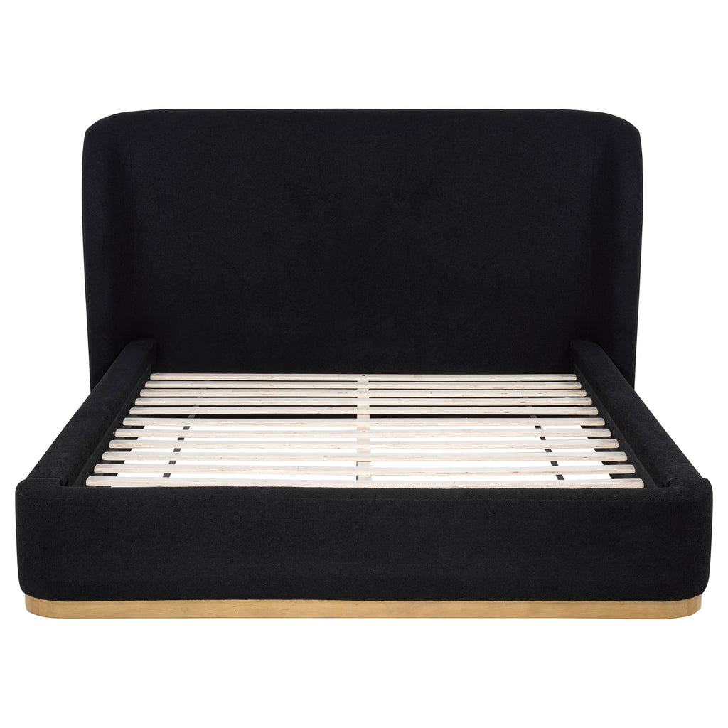 Blaire Upholstered Queen Wingback Platform Bed Black
