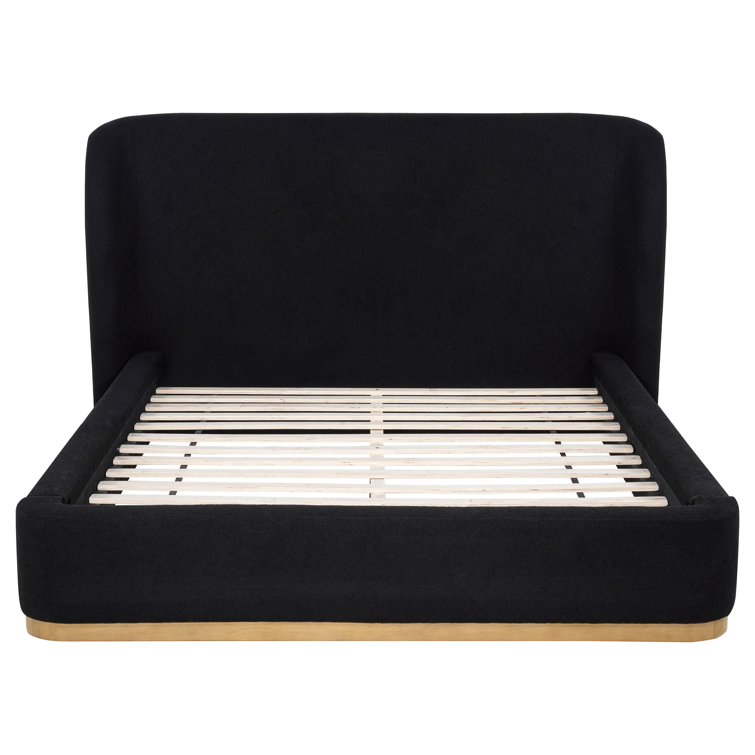 Blaire Upholstered Queen Wingback Platform Bed Black