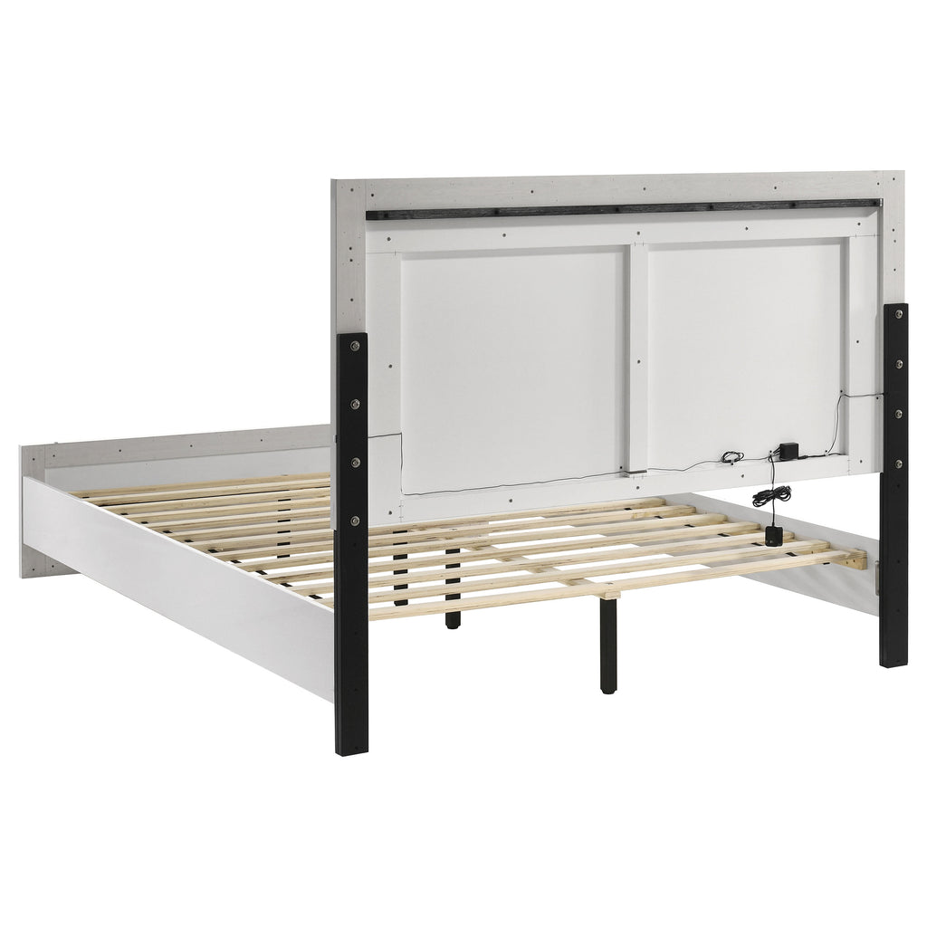 Viana 5-Piece Touch-Control LED Eastern King Bedroom Set White High Gloss