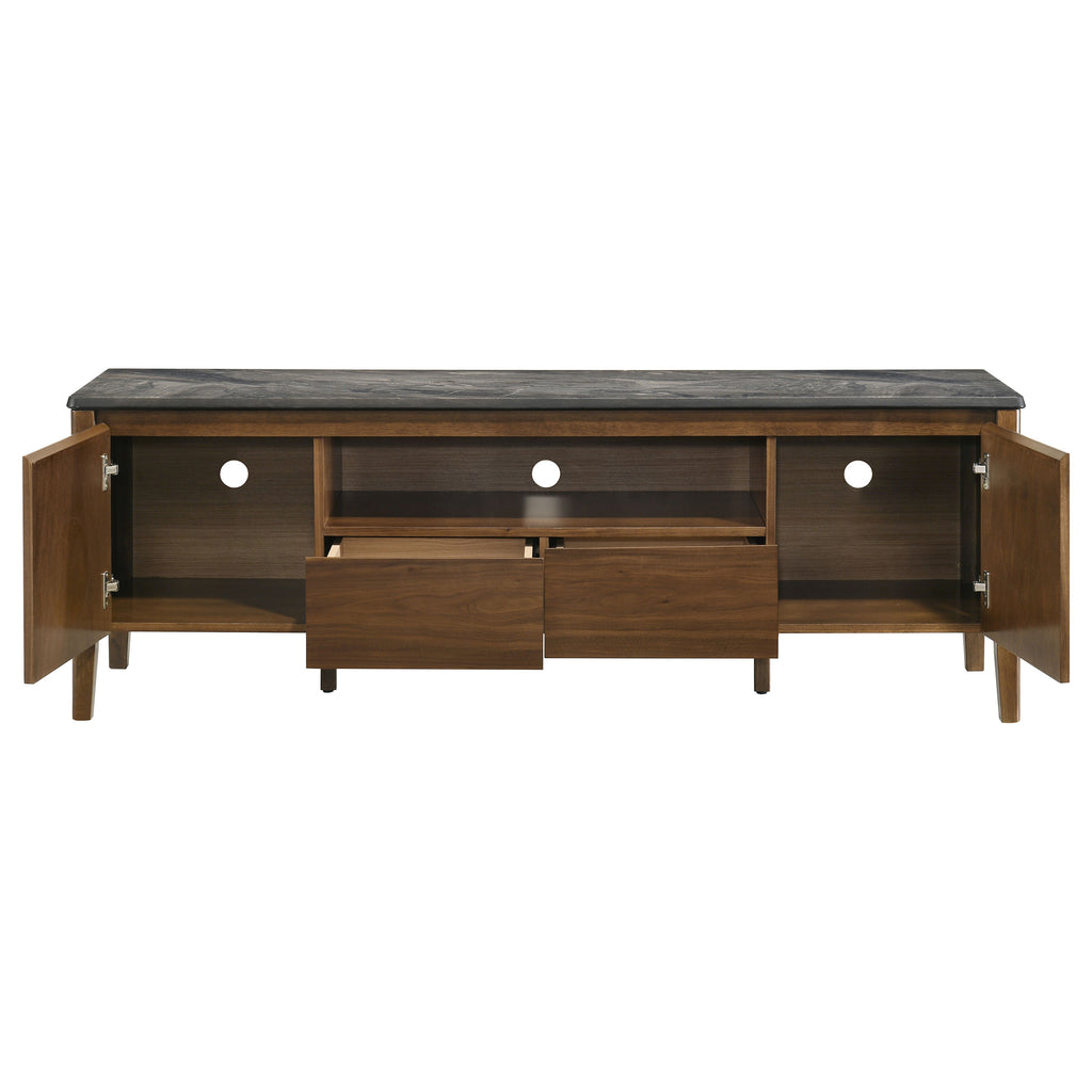 Bradley 63-inch 2-Door SmartTop TV Stand Smokey Grey and Brown