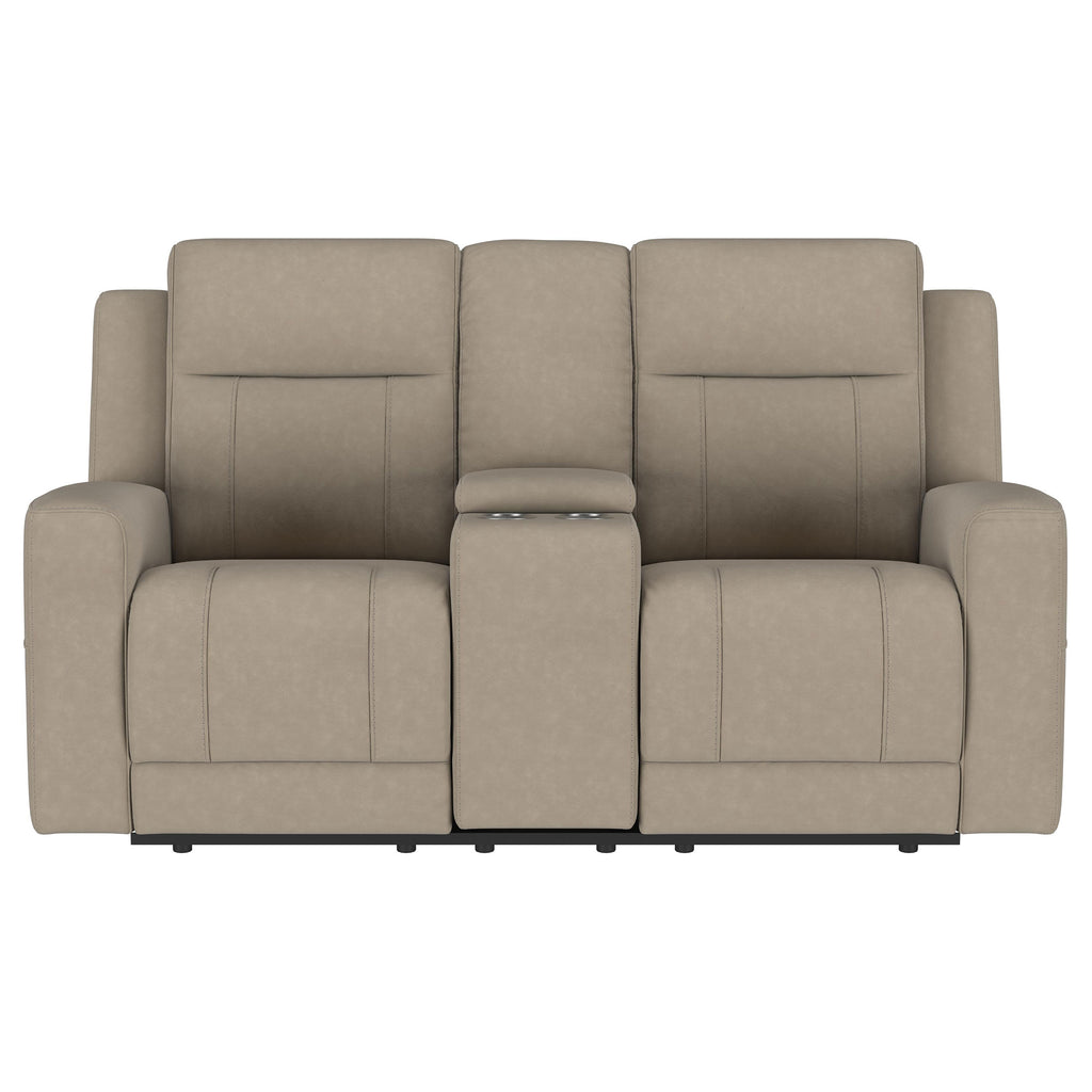 Brentwood Upholstered Motion Reclining Loveseat Taupe