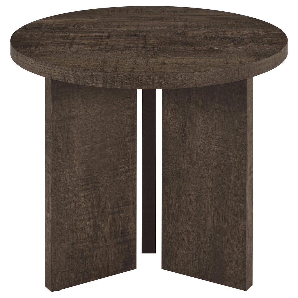 Aragon 3-Piece Round Coffee and End Table Set Dark Rustic Mango
