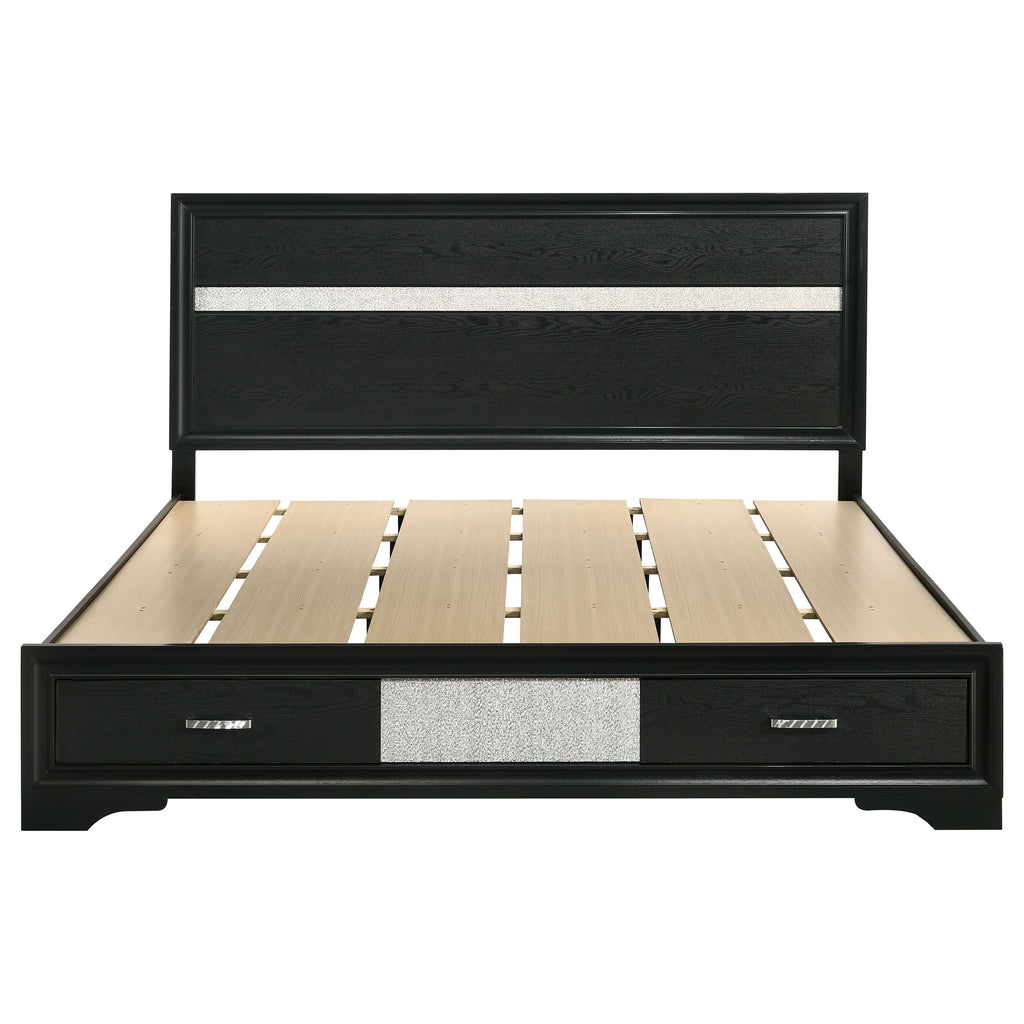 Miranda 51-inch Wood California King Storage Panel Bed Black