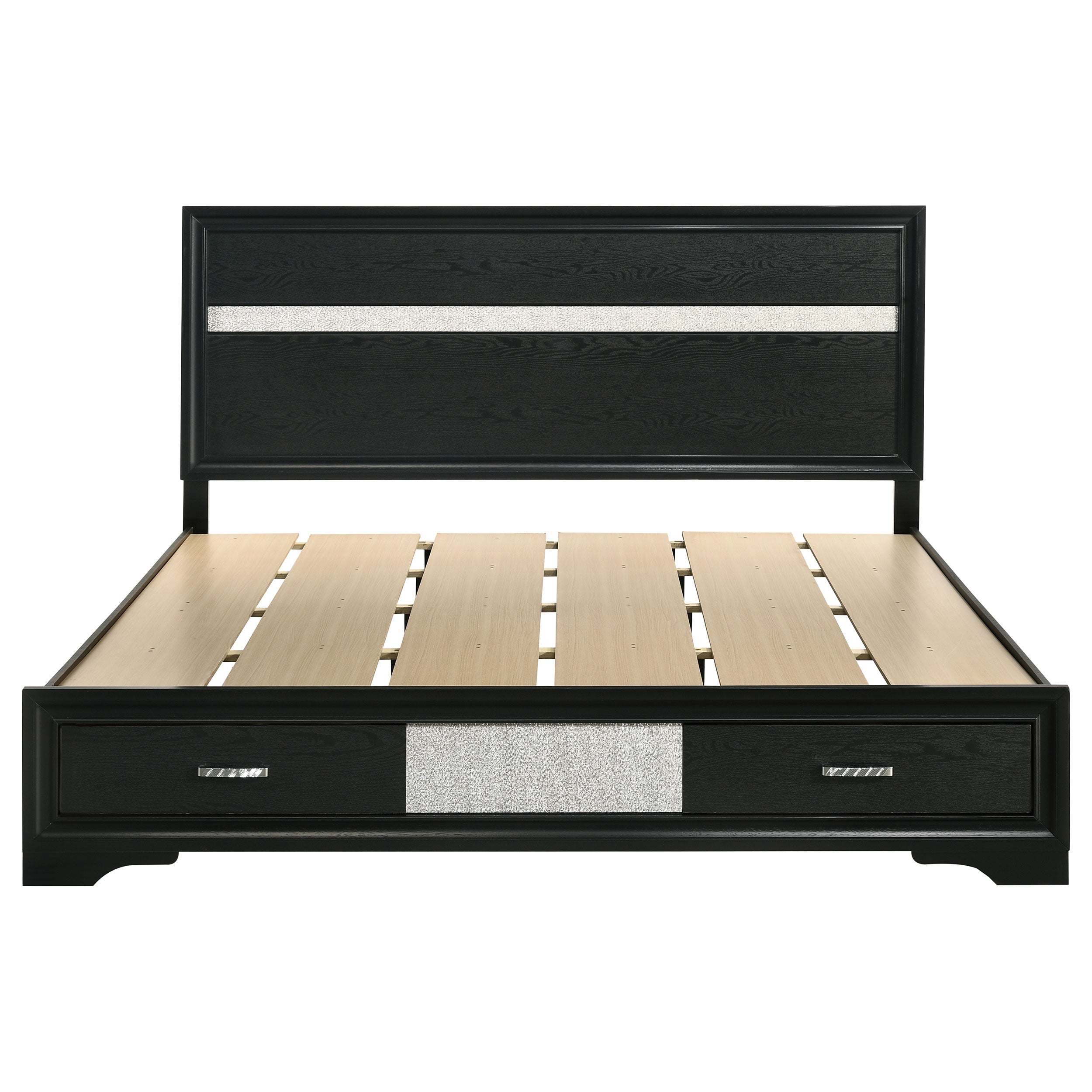 Miranda 51-inch Wood California King Storage Panel Bed Black
