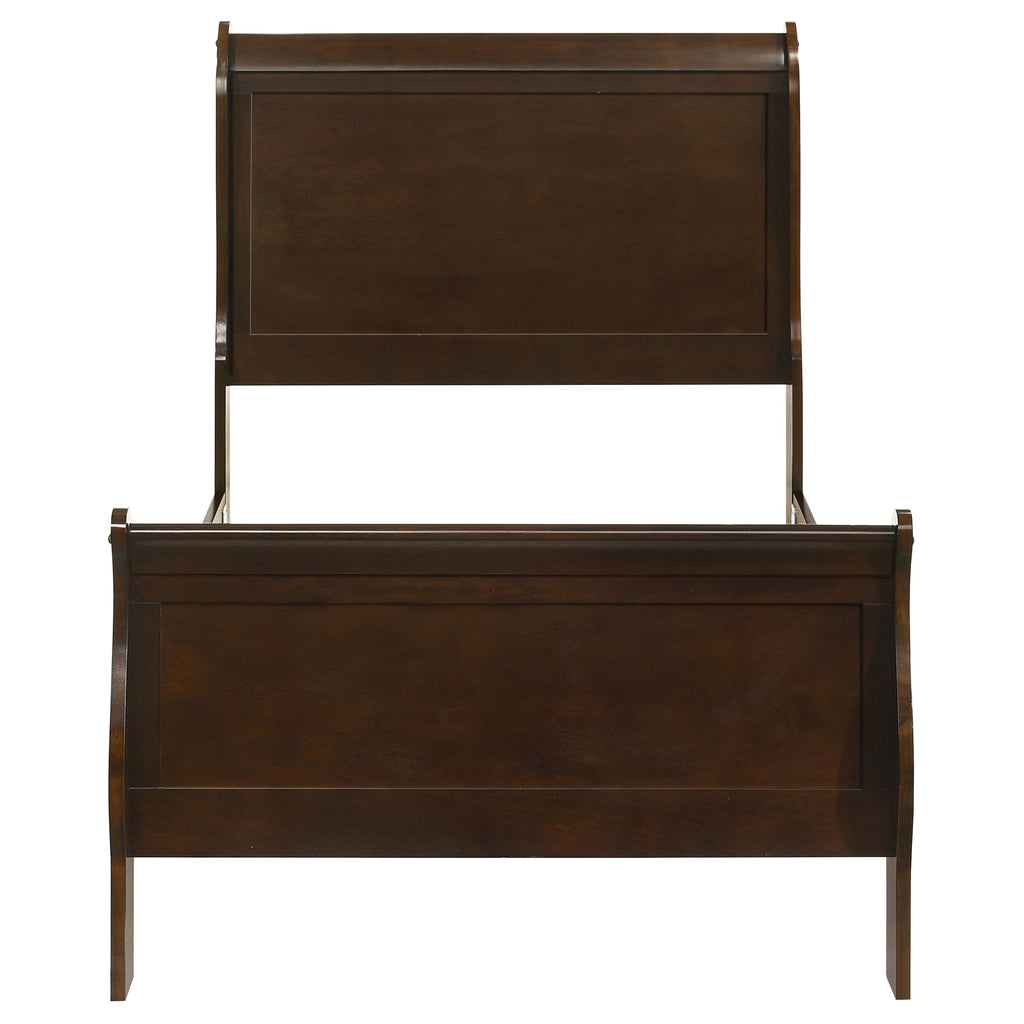 Louis Philippe Wood Twin Sleigh Bed Cappuccino