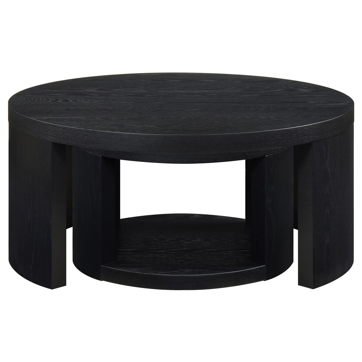 Sweeney 2-piece Round Wood Occasional Nesting Table Set Black