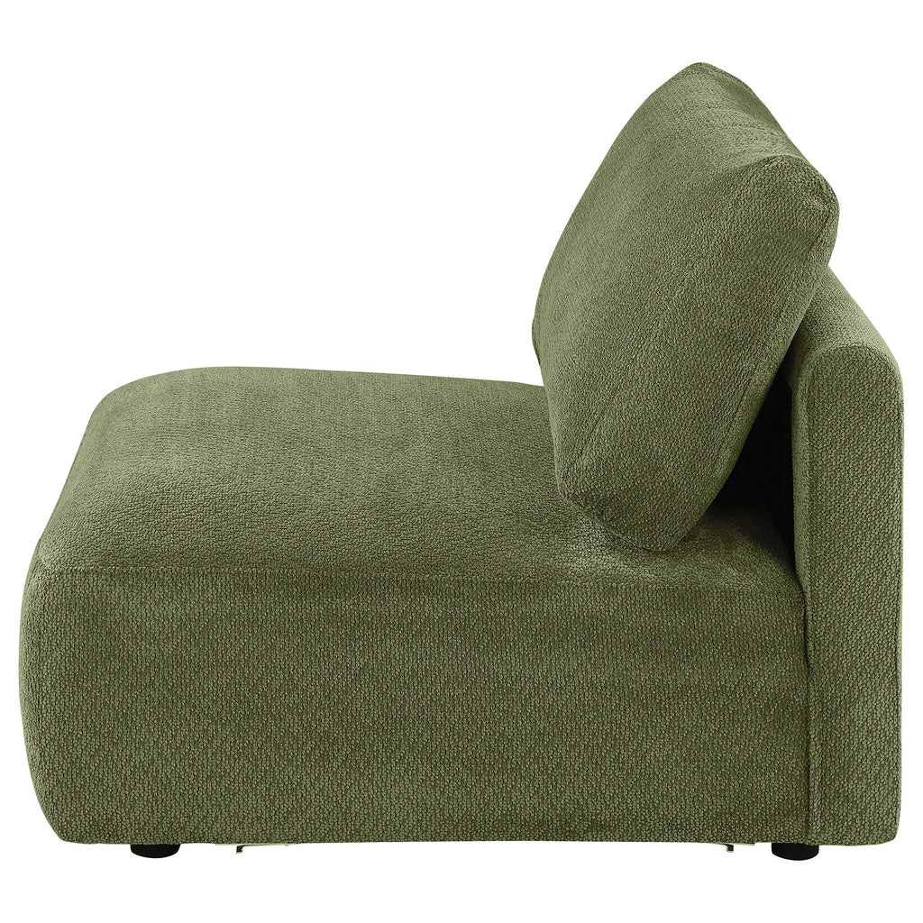 Elysia Fabric Upholstered Modular Armless Chair Green
