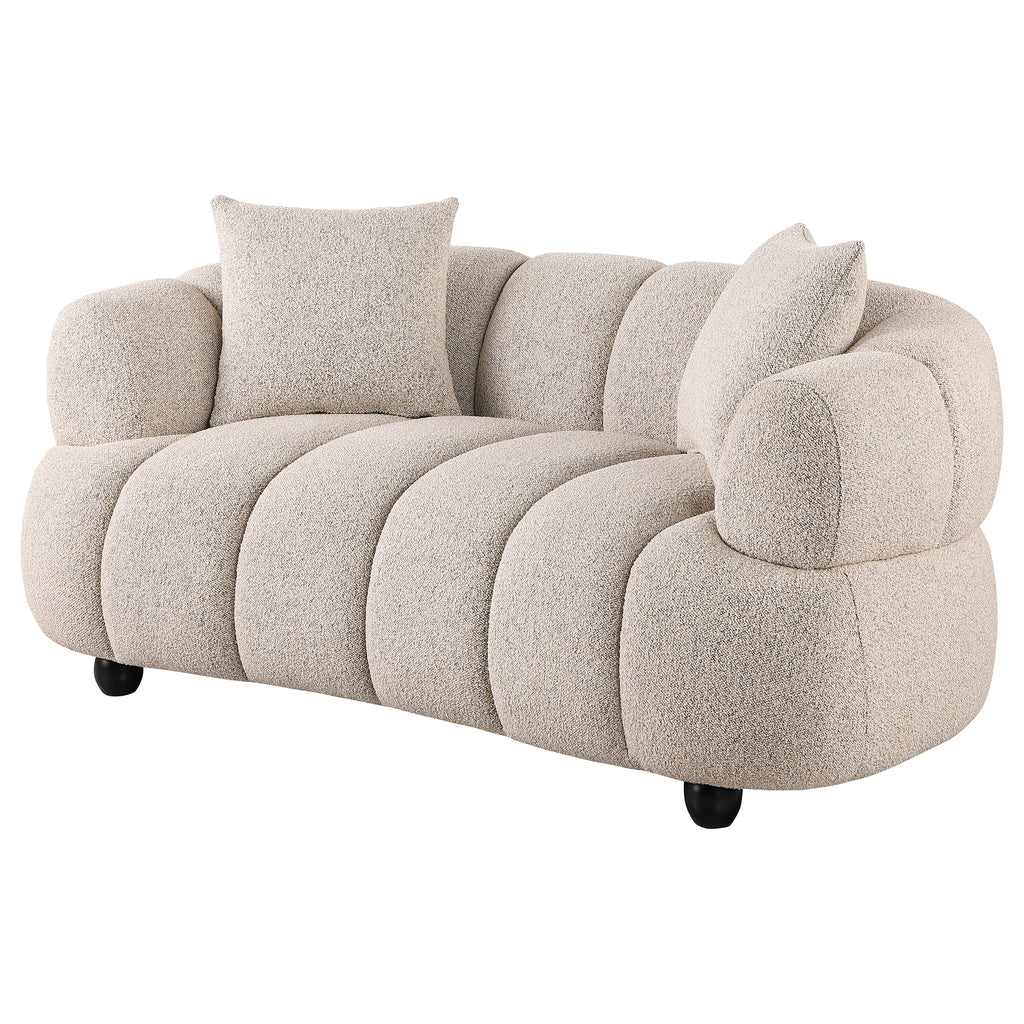 Whitney Contemporary Channel Tufted Woven Fabric Upholstered Loveseat