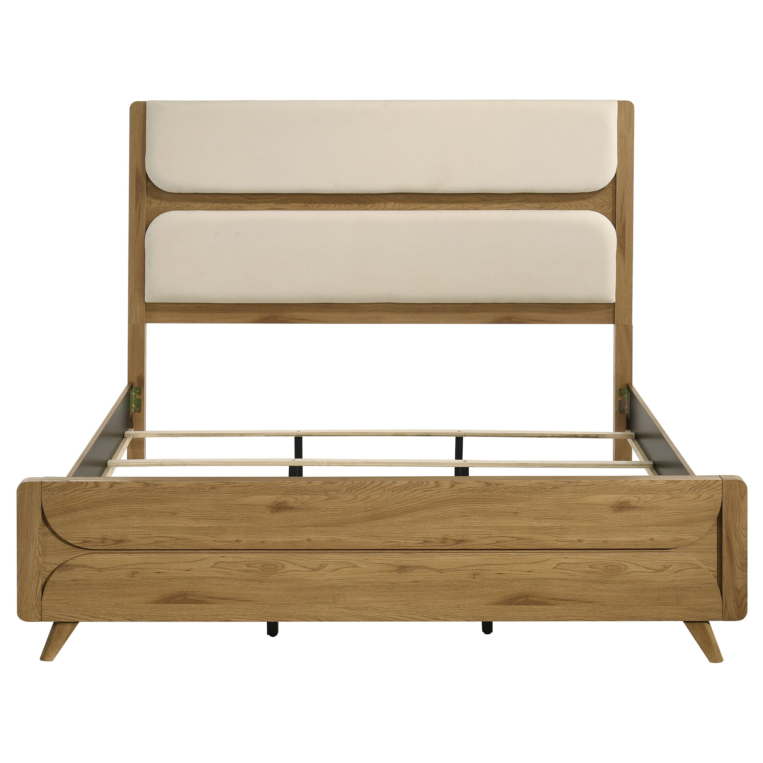 Bennett 78-inch Eastern King Upholstered Panel Bed Cream and Light Oak
