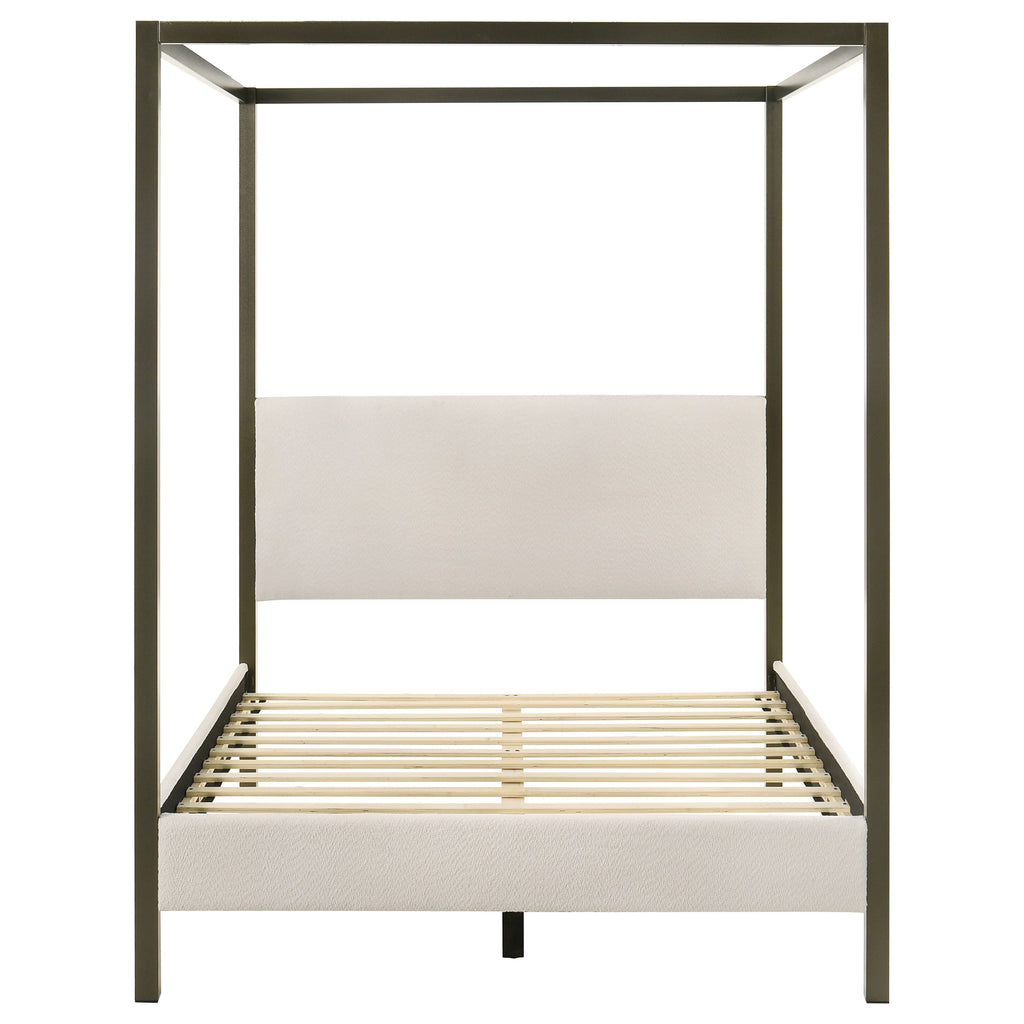 Monroe Upholstered Queen Canopy Bed Vanilla