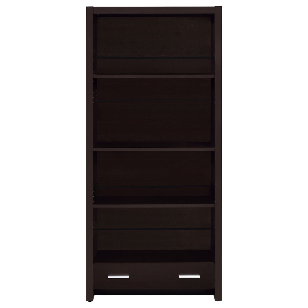Skylar 71-inch 5-shelf Bookcase with Drawer Cappuccino
