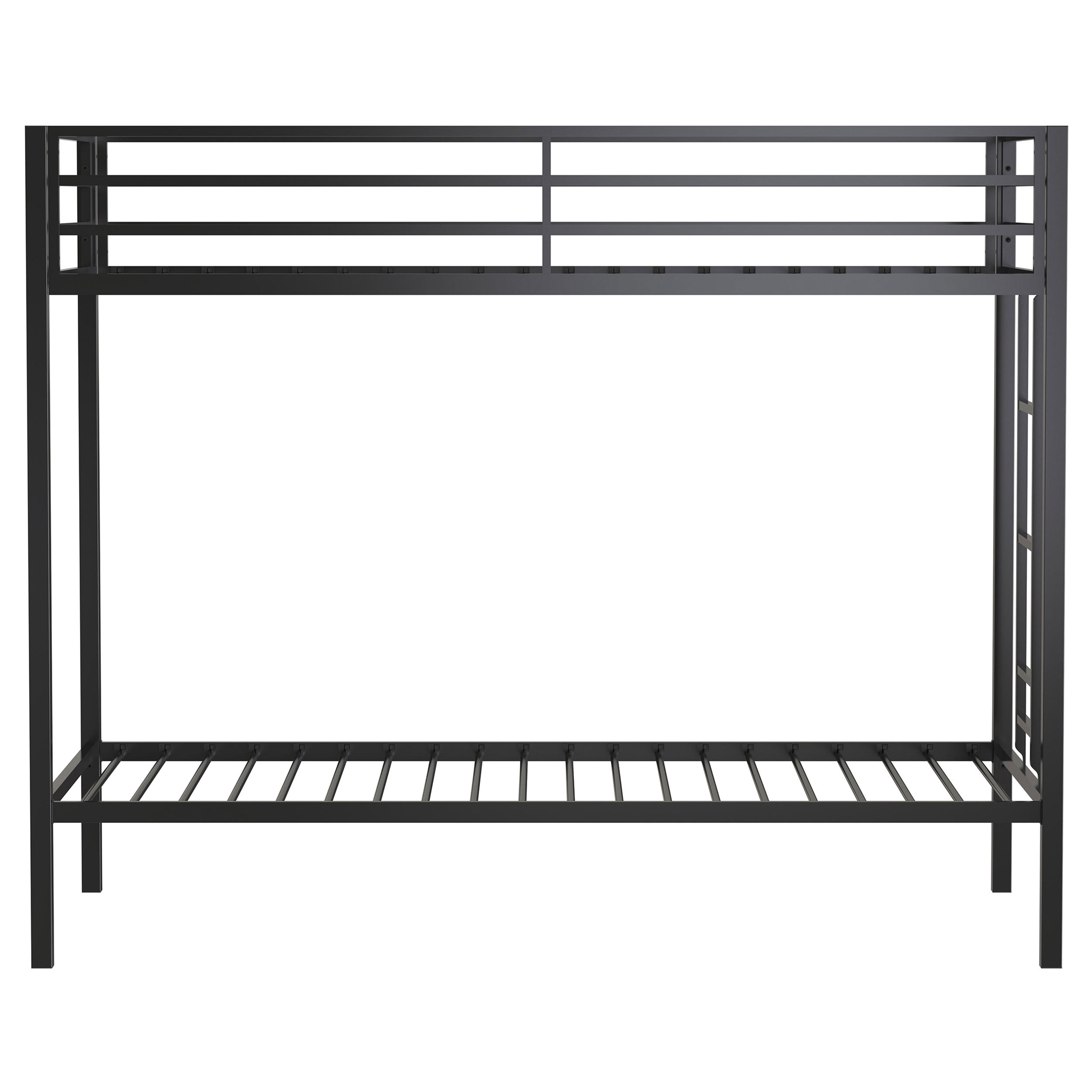 Alevera Metal Twin Over Twin Bunk Bed with Ladder Black