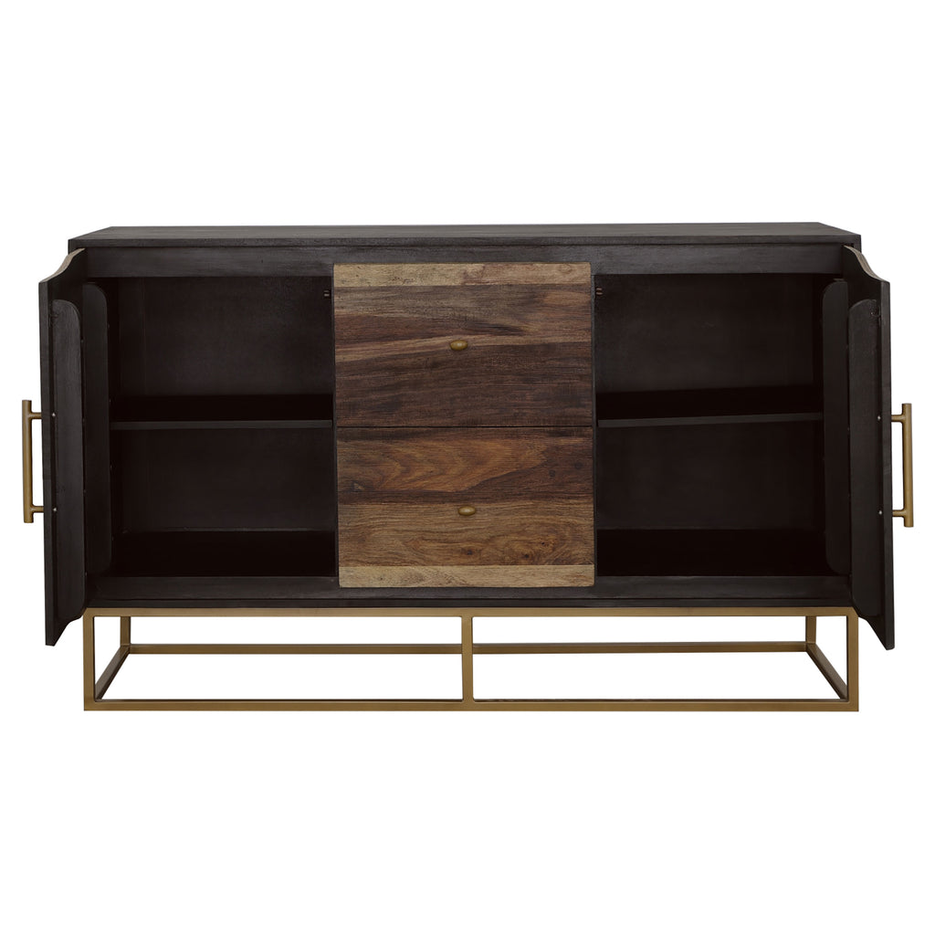 Zara 2-door 57-inch Wood Accent Storage Cabinet Black Walnut