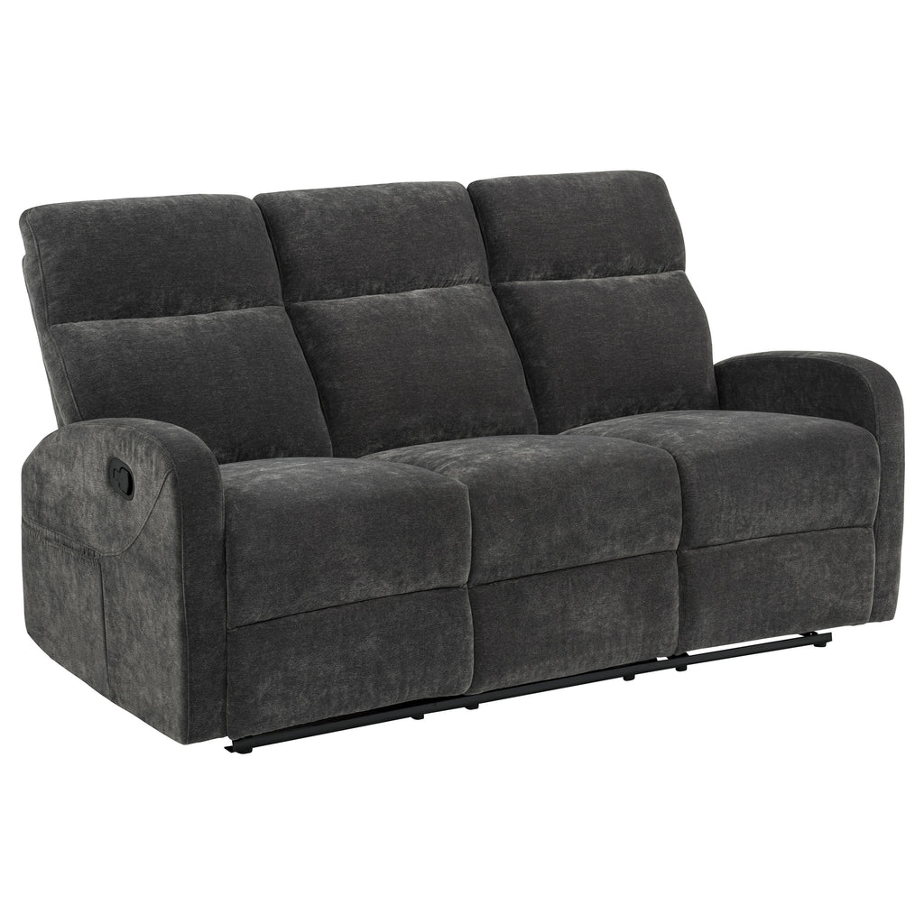 Hamilton Chenille Manual Reclining Sofa Charcoal Grey