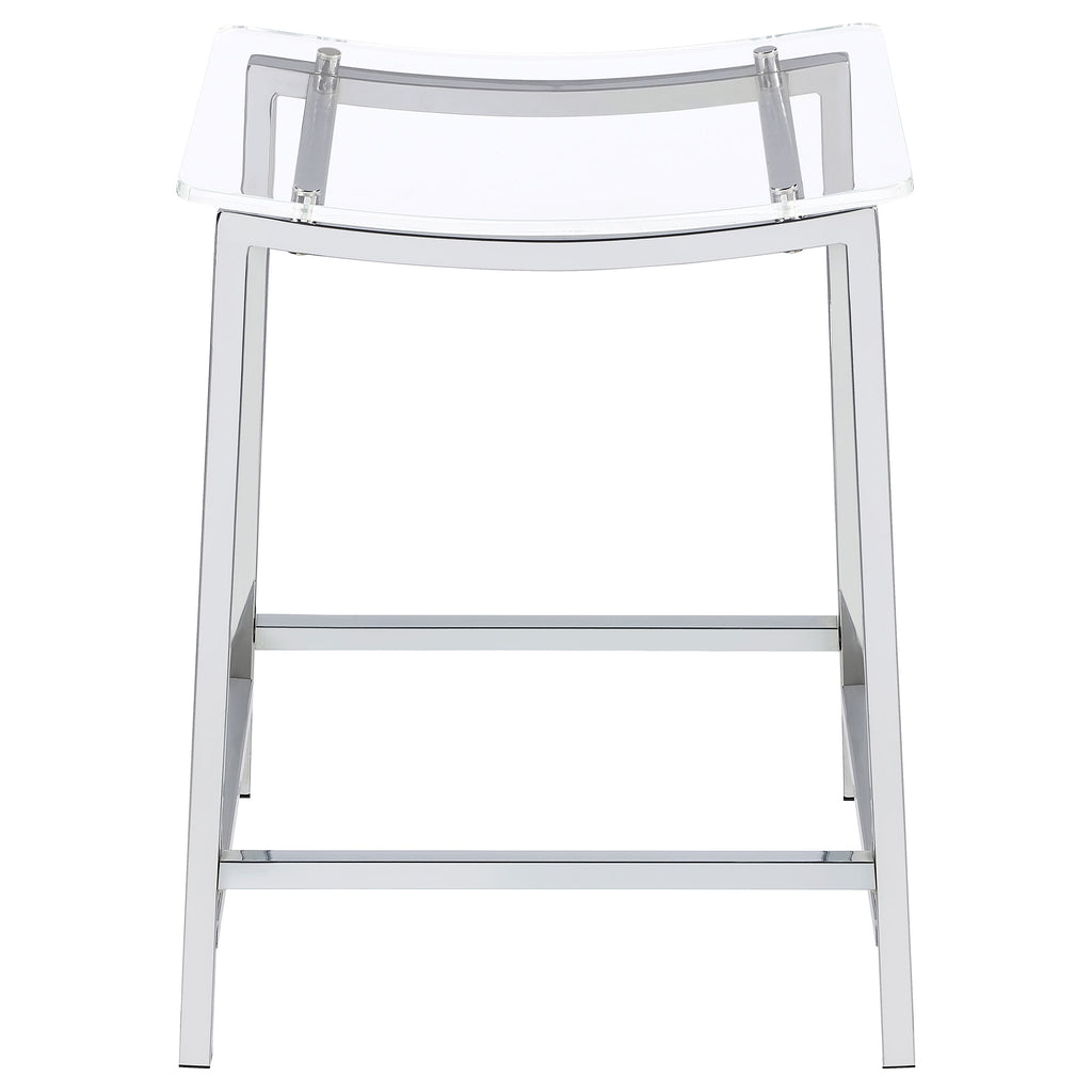 Jovani Acrylic Backless Counter Stool Chrome (Set of 2)