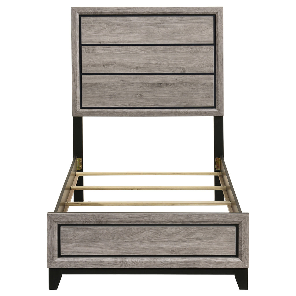 Valen Wood Twin Panel Bed Light Taupe