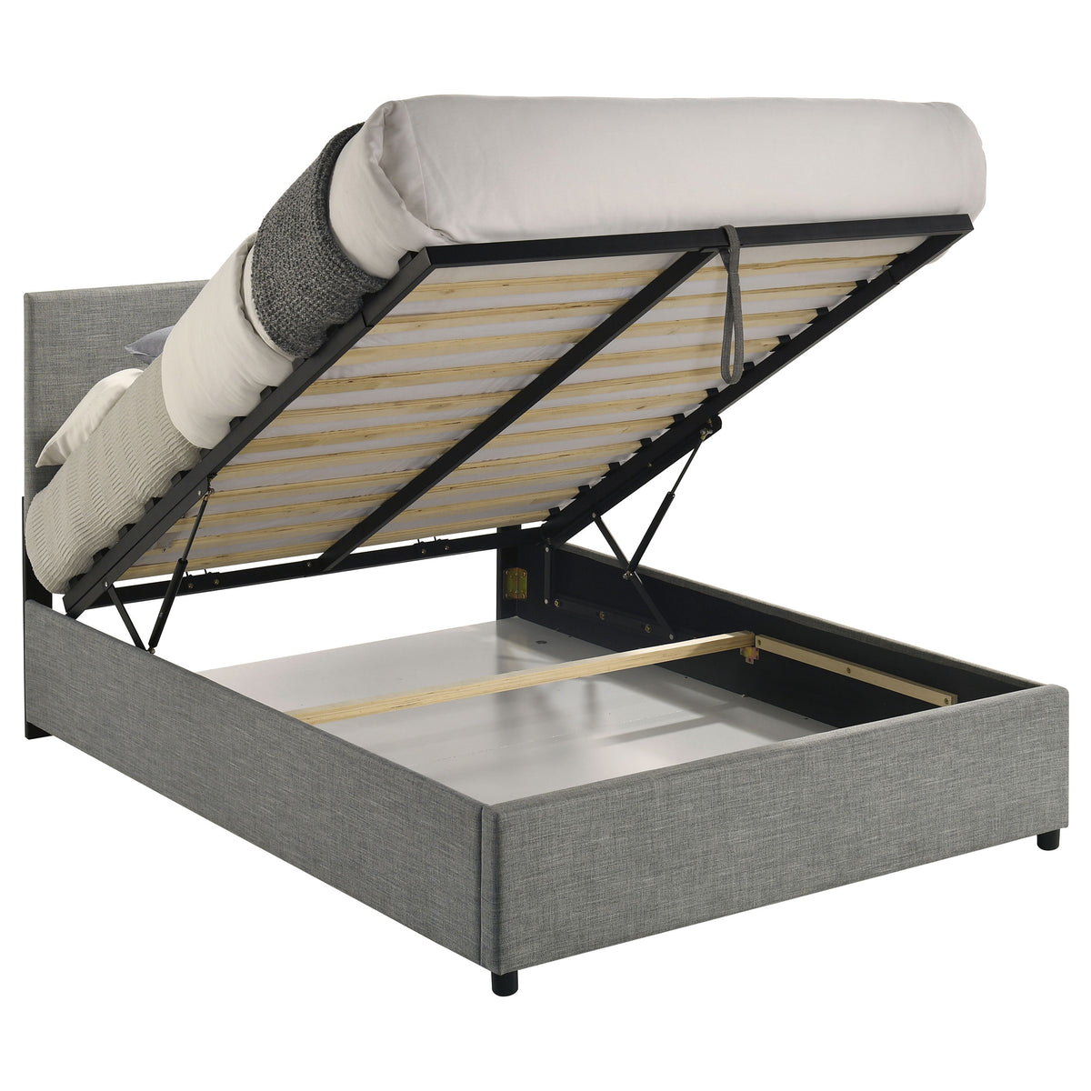 Reeves Upholstered Full Lift-Top Storage Platform Bed Grey