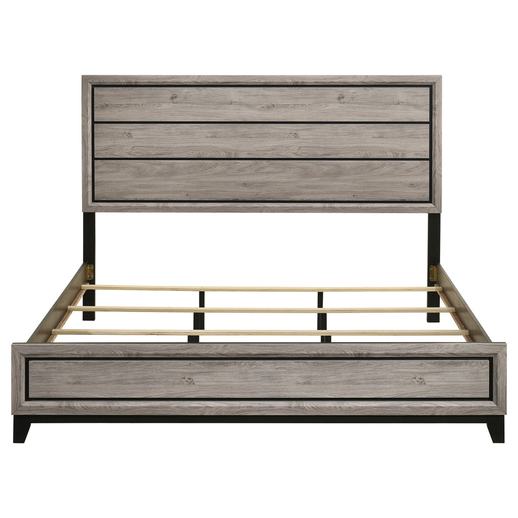 Valen Wood Eastern King Panel Bed Light Taupe