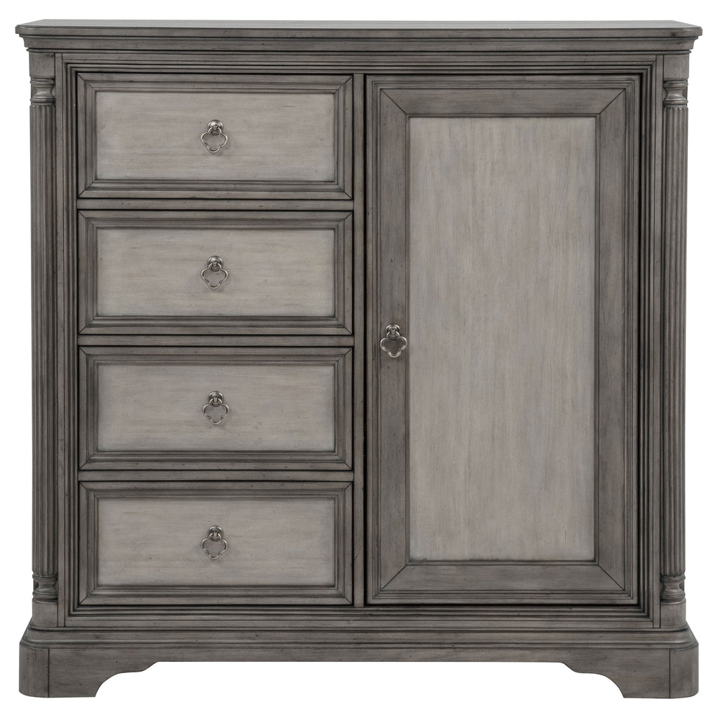Cresswell 4-drawer Door Chest with Hidden Storage Weathered Taupe