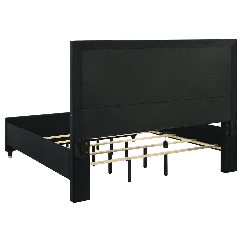 Ravenne 4-piece Velvet Upholstered Eastern King LED Bedroom Set Black
