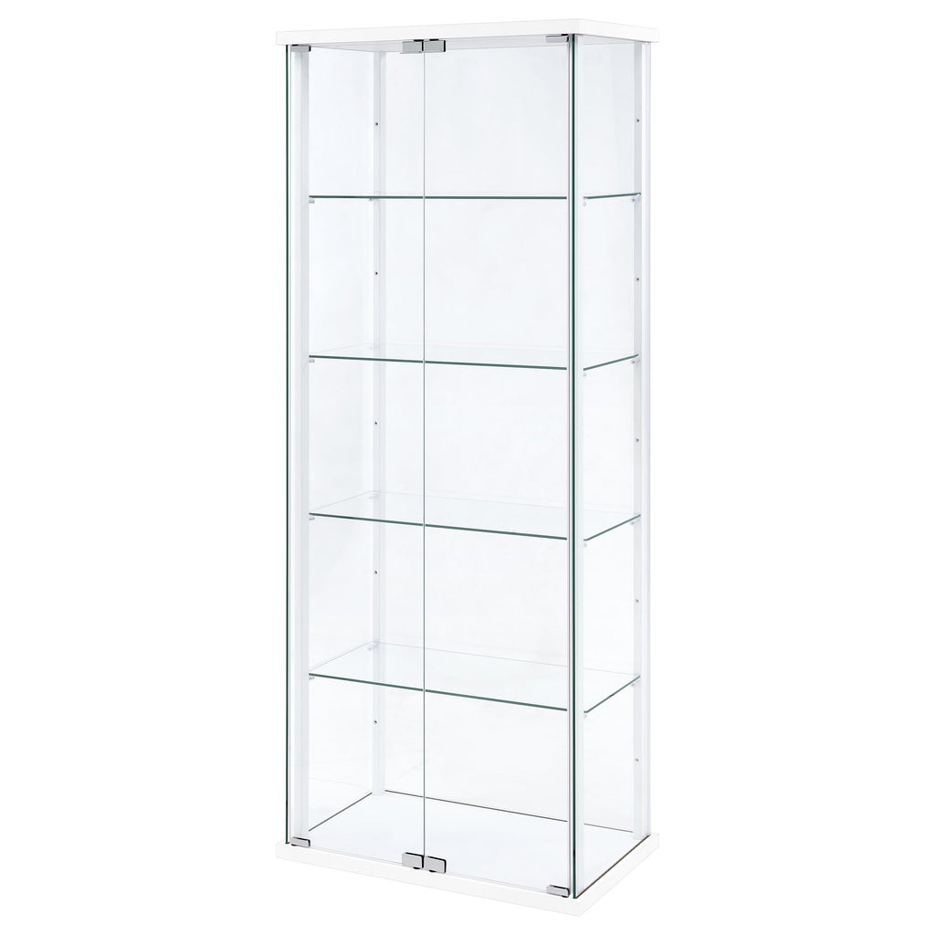 Delphinium 4-Shelf Clear Glass Curio Display Cabinet White