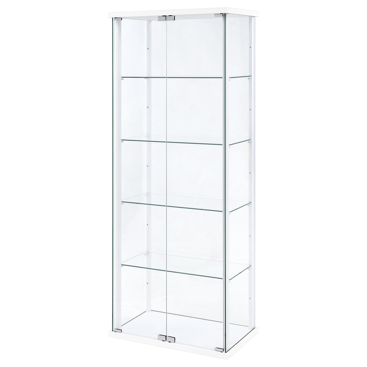 Delphinium 4-Shelf Clear Glass Curio Display Cabinet White