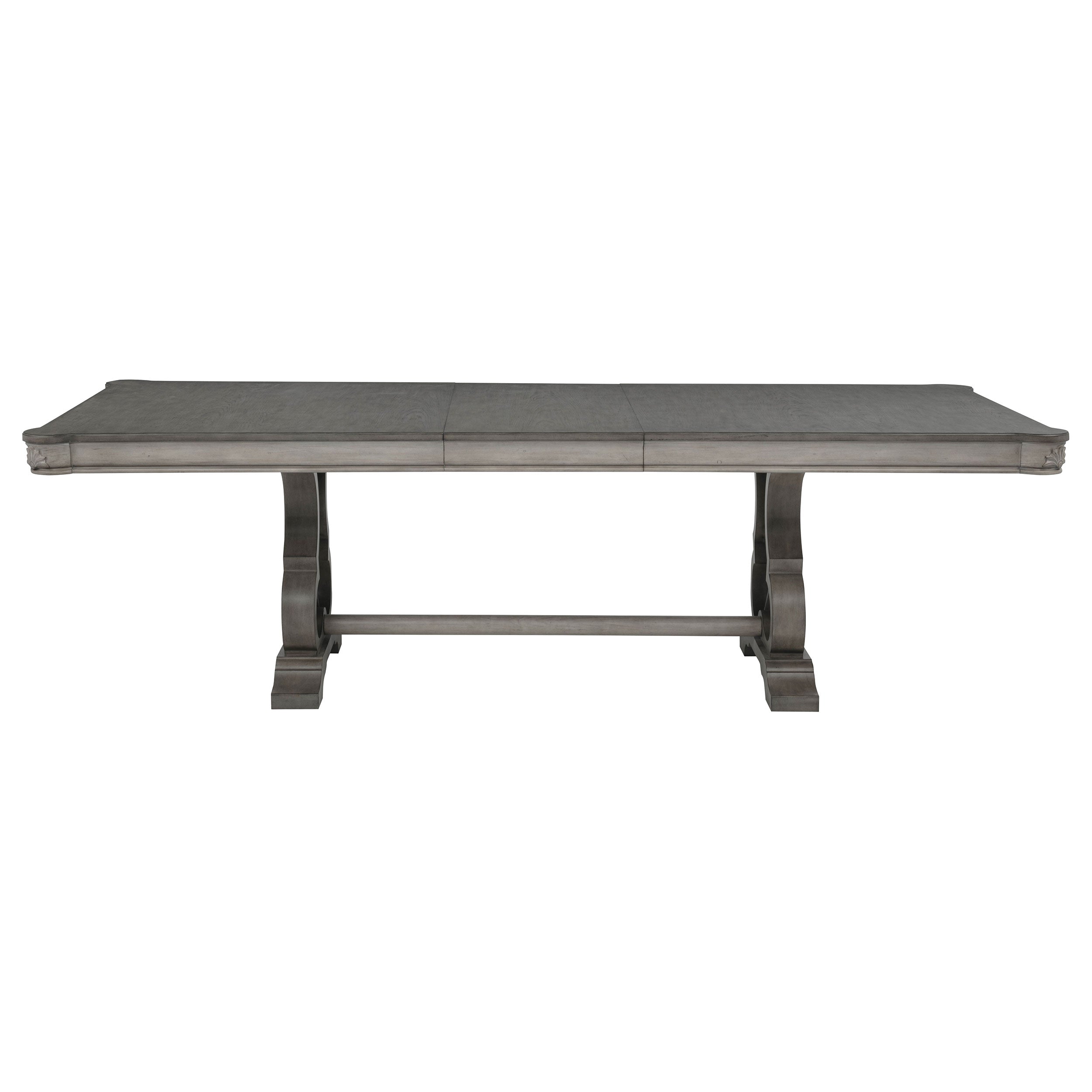 Cresswell 104-inch Double Pedestal Extension Dining Table Weathered Taupe