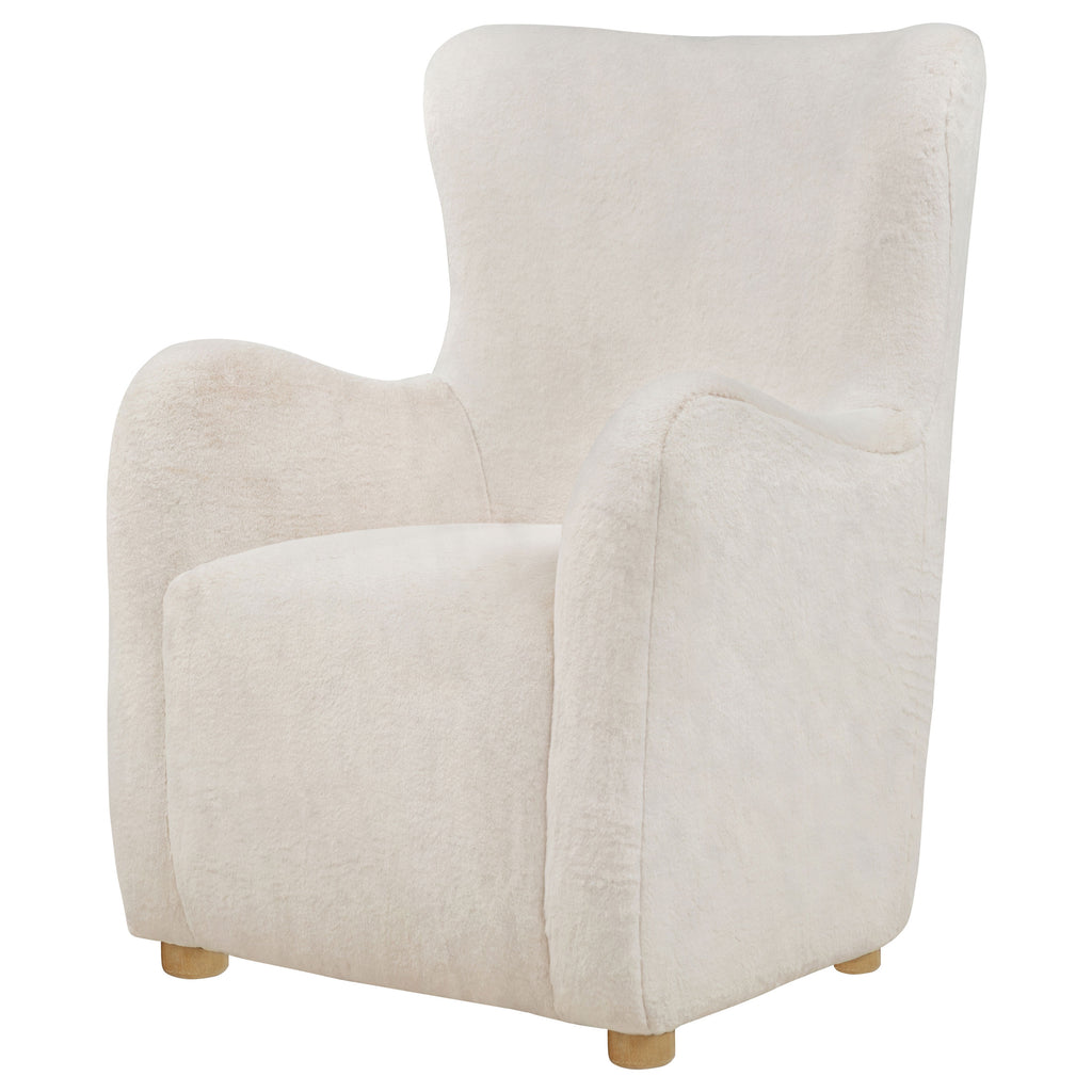 Thornton Faux Fur Upholstered Wingback Lounge Accent Chair Ivory
